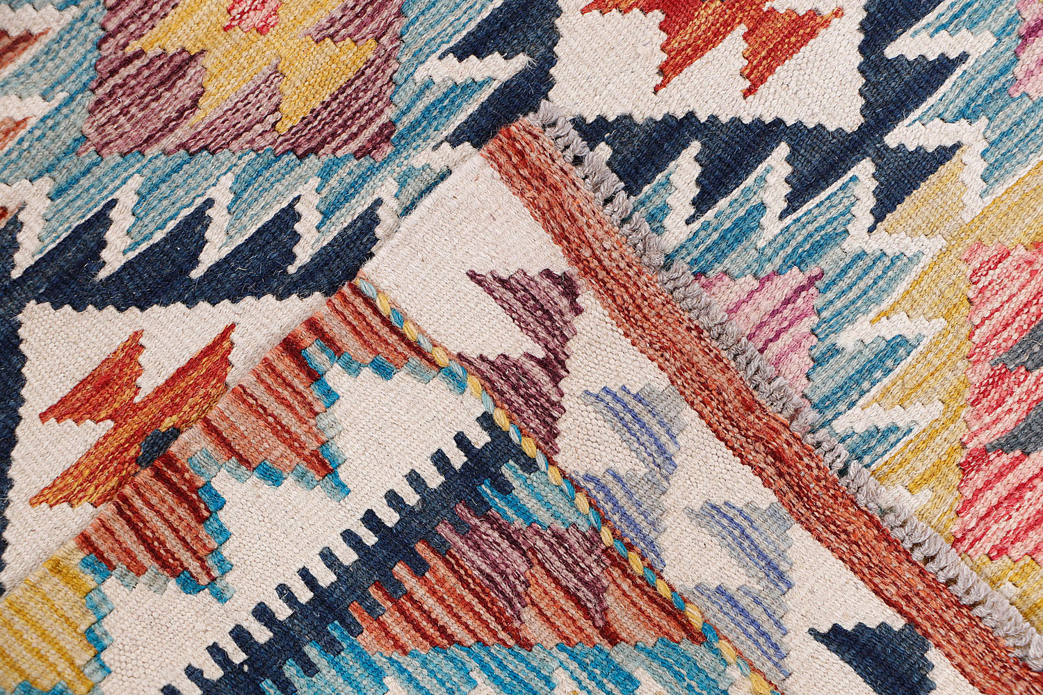 2' 6" x 4'  Multy Handmade Veggie Dye Kilim Rug Rectangular