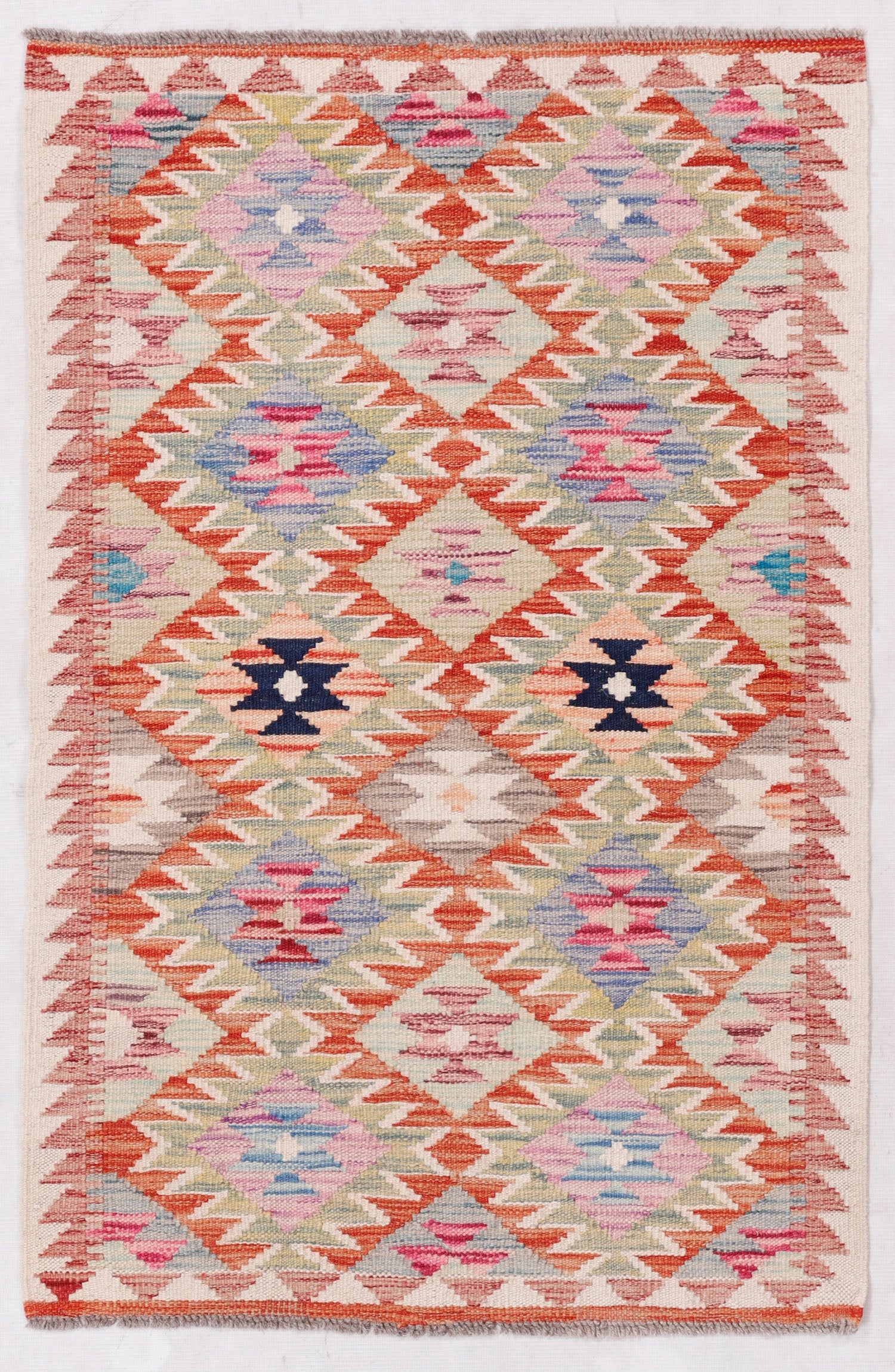 2' 6" x 4'  Multy Handmade Veggie Dye Kilim Rug Rectangular