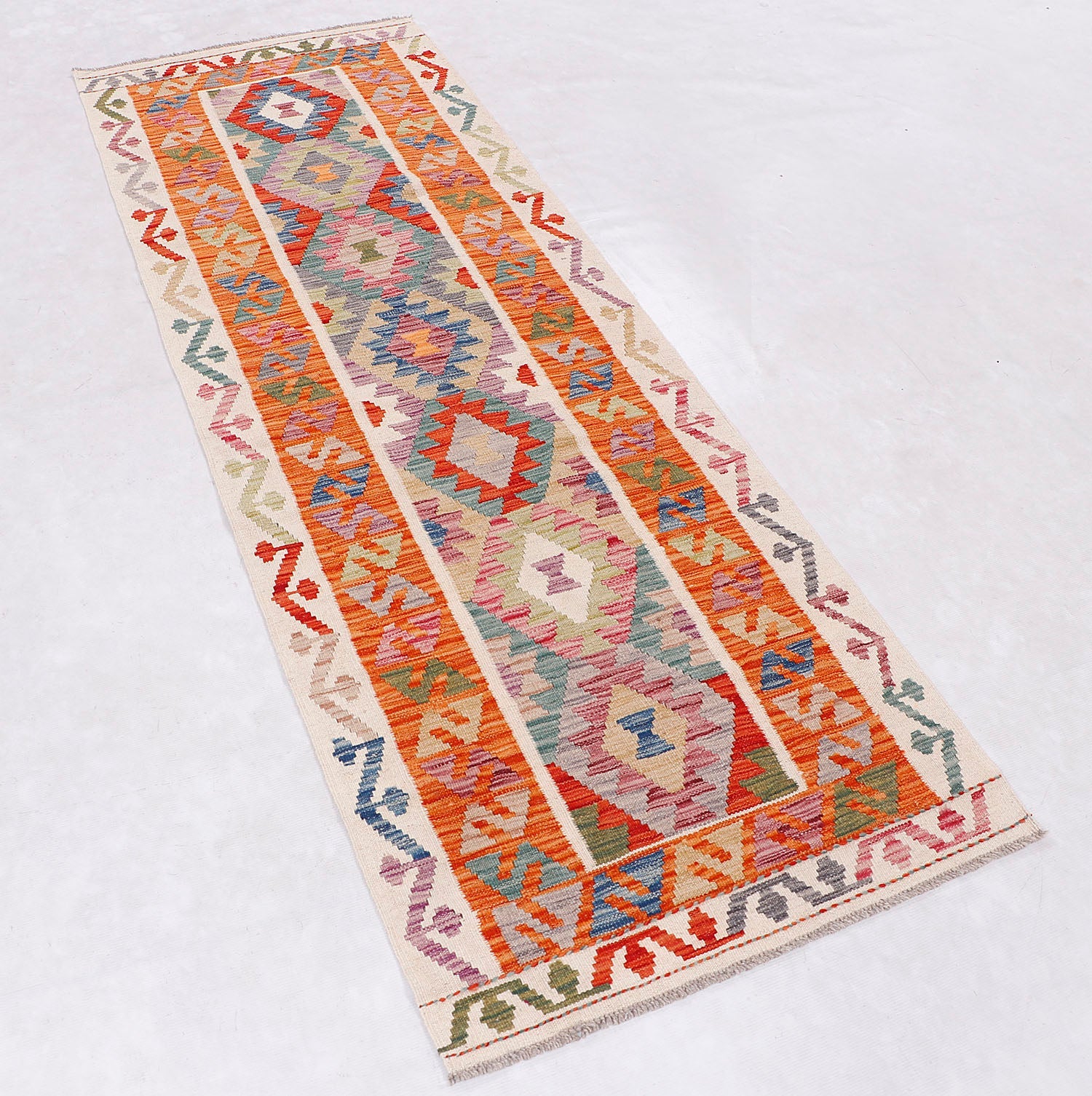3' X 8'  Multy Handmade Veggie Dye Kilim Rug Runner