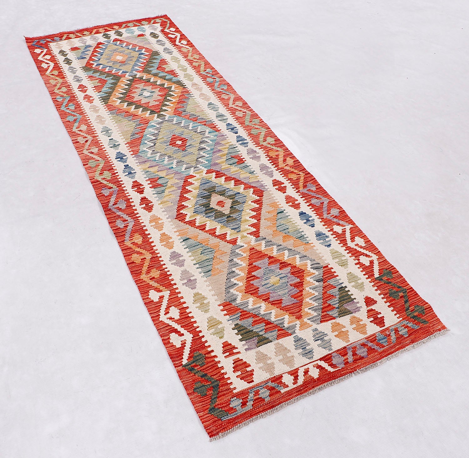 3' X 8'  Multy Handmade Veggie Dye Kilim Rug Runner