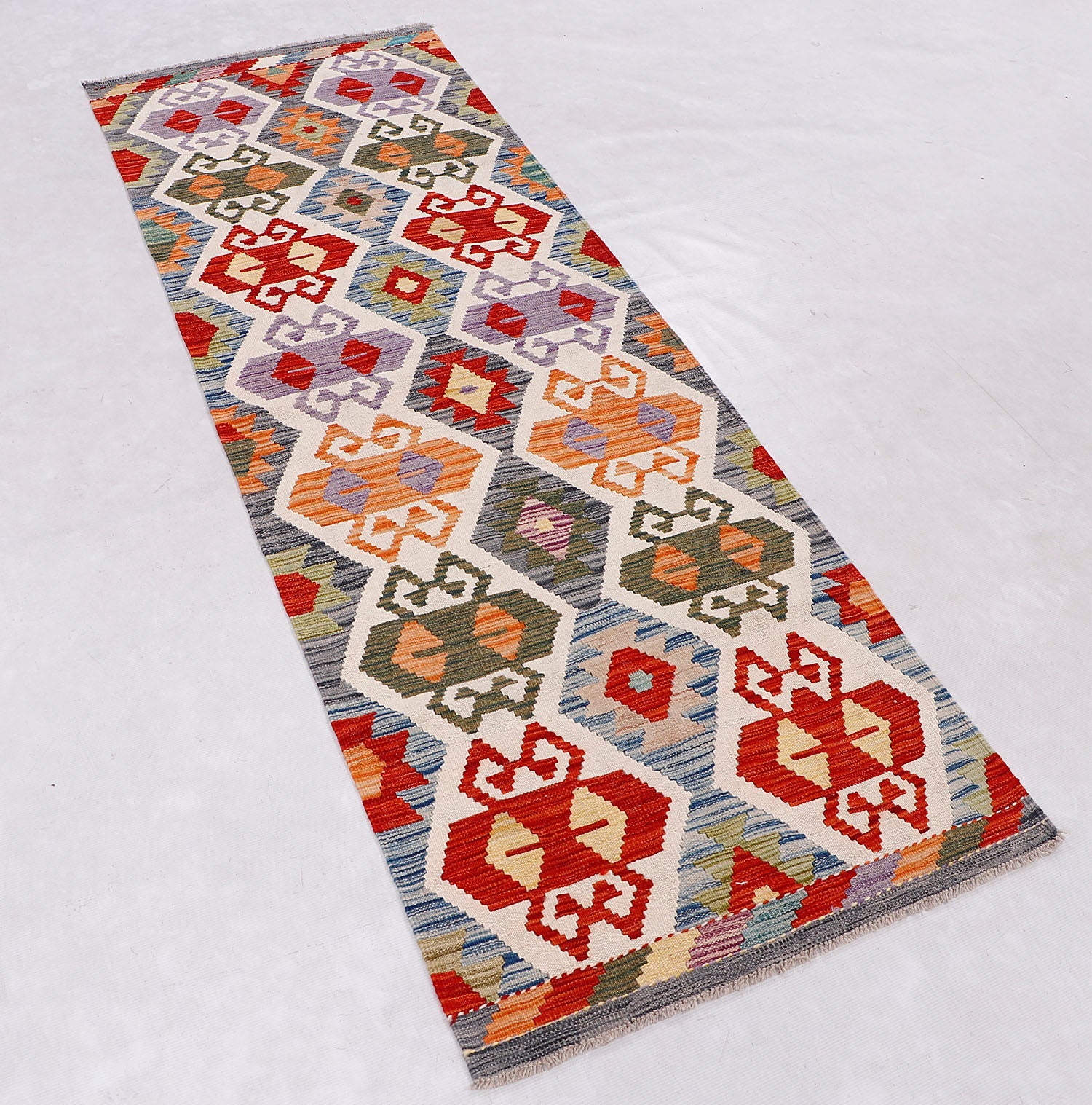 3' X 8'  Multy Handmade Veggie Dye Kilim Rug Runner