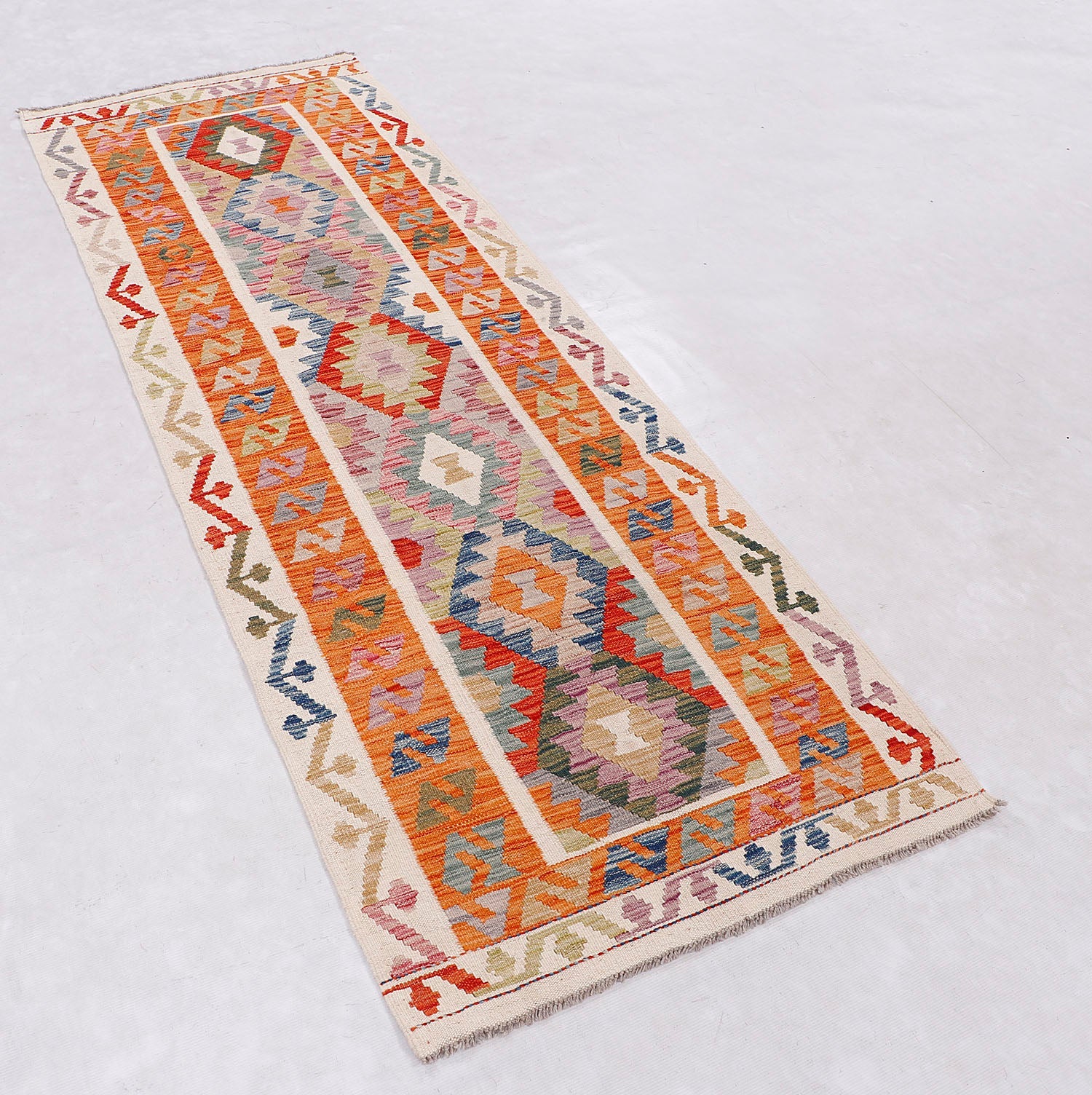 3' X 8'  Multy Handmade Veggie Dye Kilim Rug Runner