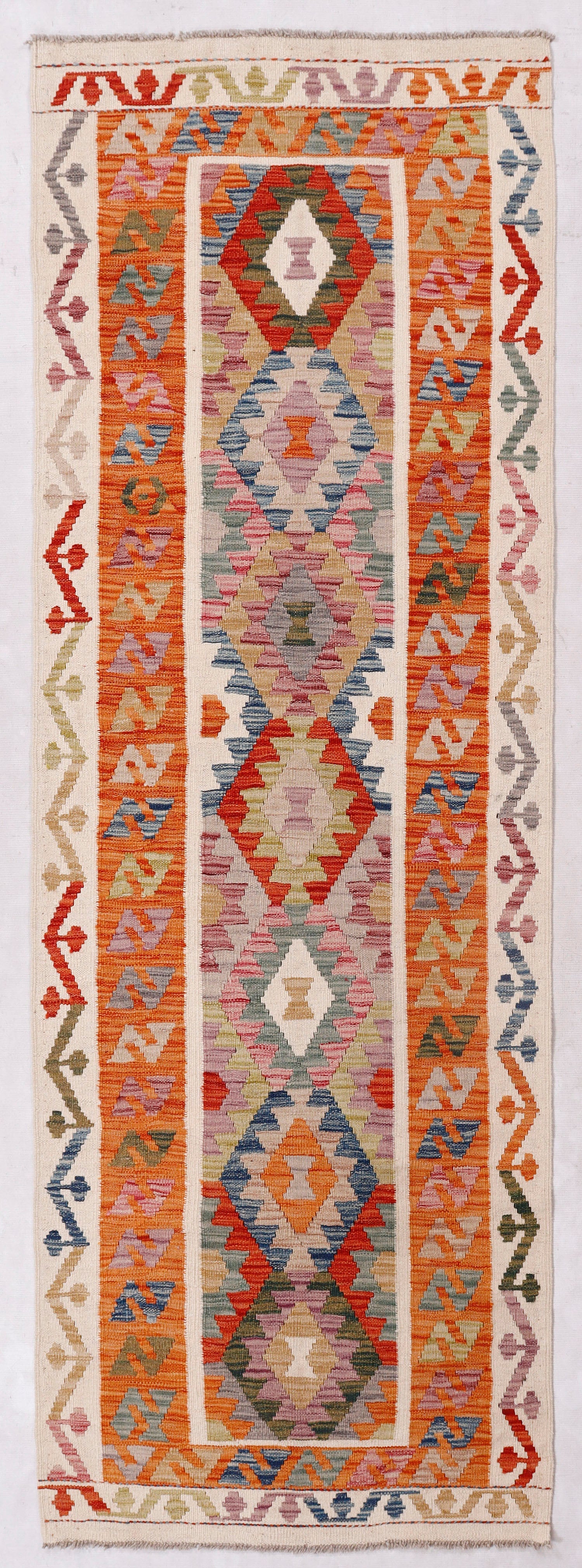 3' X 8'  Multy Handmade Veggie Dye Kilim Rug Runner