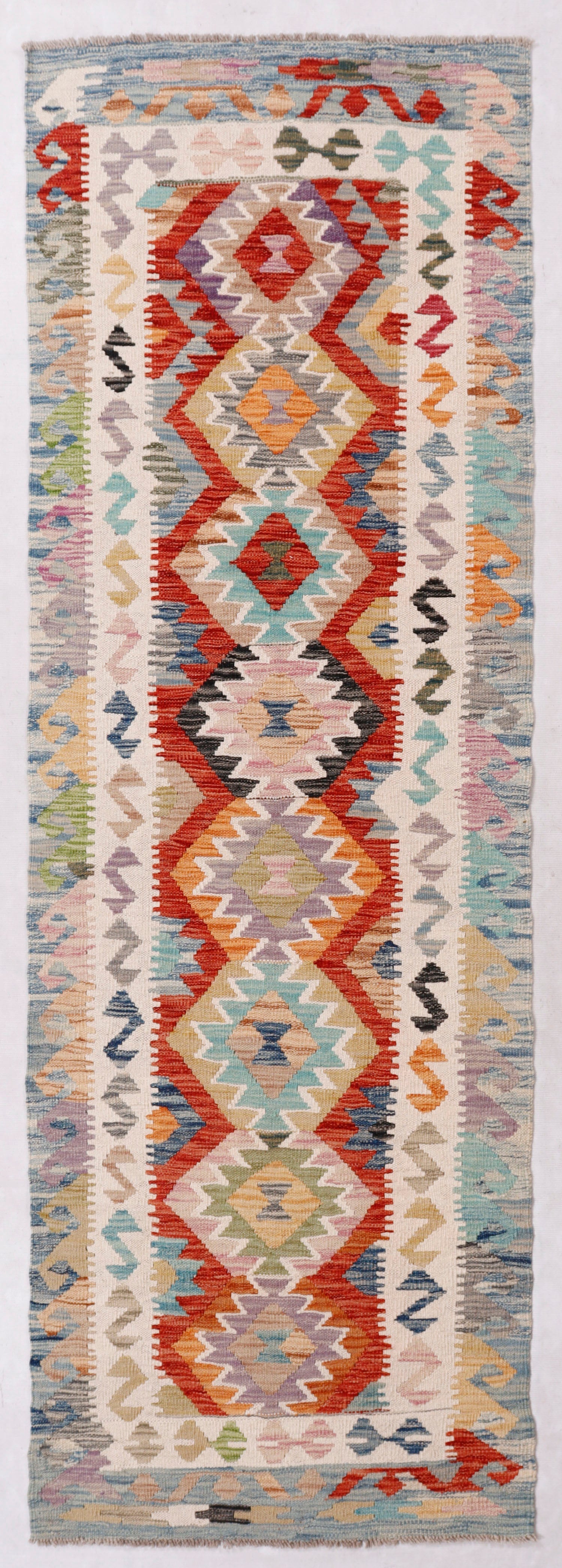 3' X 8'  Multy Handmade Veggie Dye Kilim Rug Runner