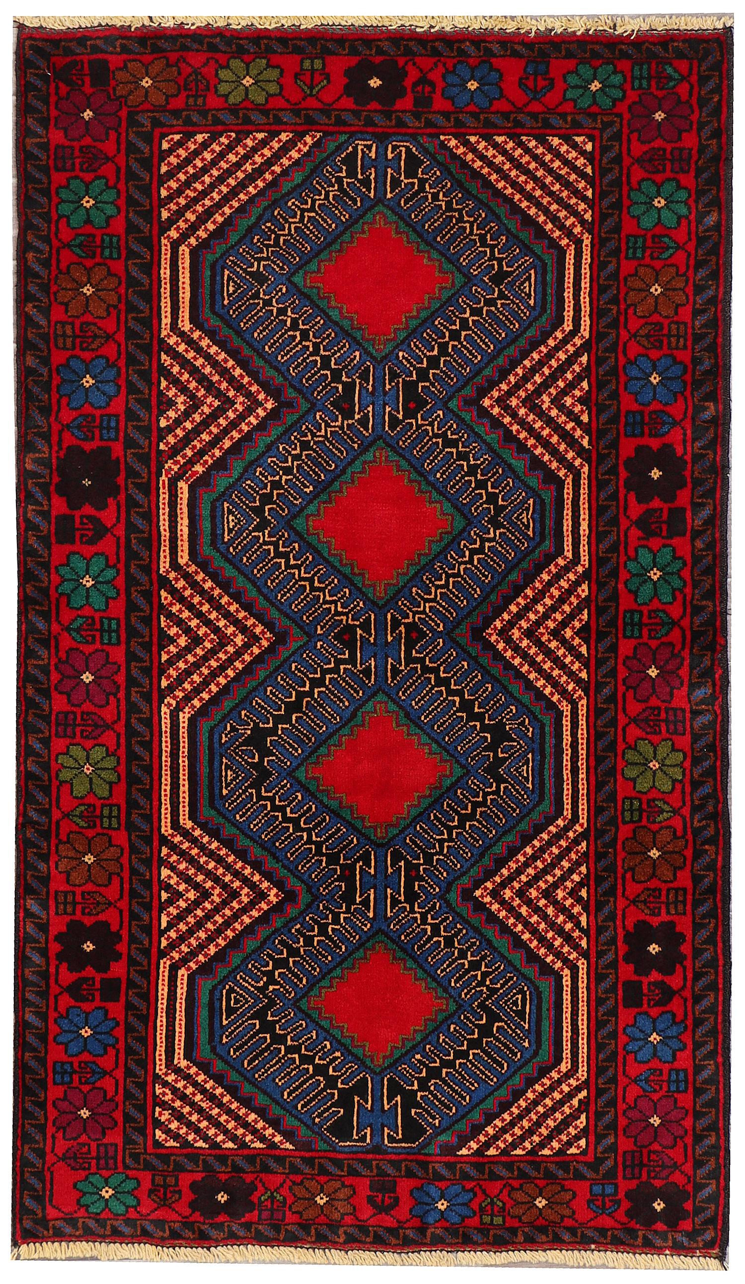 Handmade Adraskan Baluchi Afghan Rug