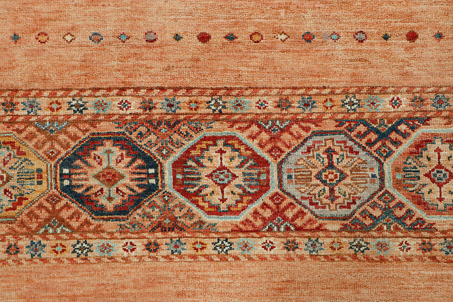 Khurjeen Persian Hand Knotted Wool Runner Golden 3' x 10'