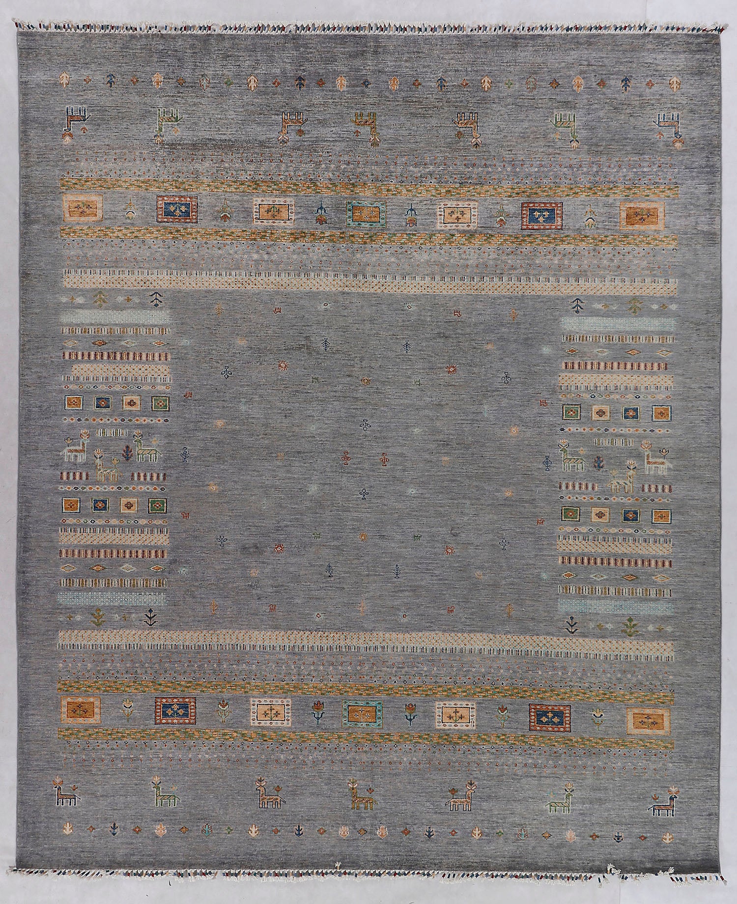 Loribaft Persian Hand Knotted Wool Rug Gray 8' x 10'