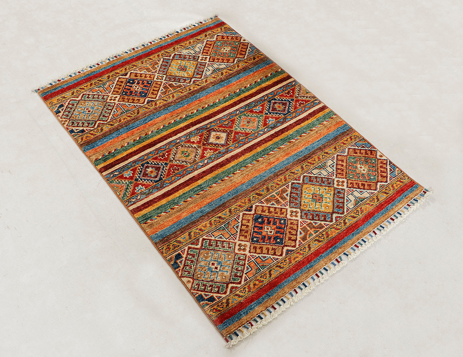 3' X 4'  Multi Handmade Persian Rug KHURJEEN Rectangular