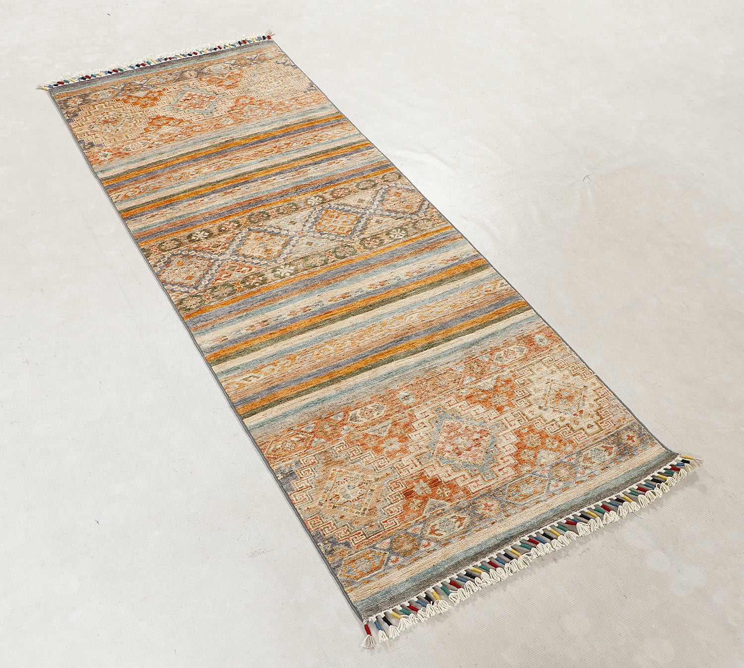 Khurjeen Persian Hand Knotted Wool Runner Multicolor