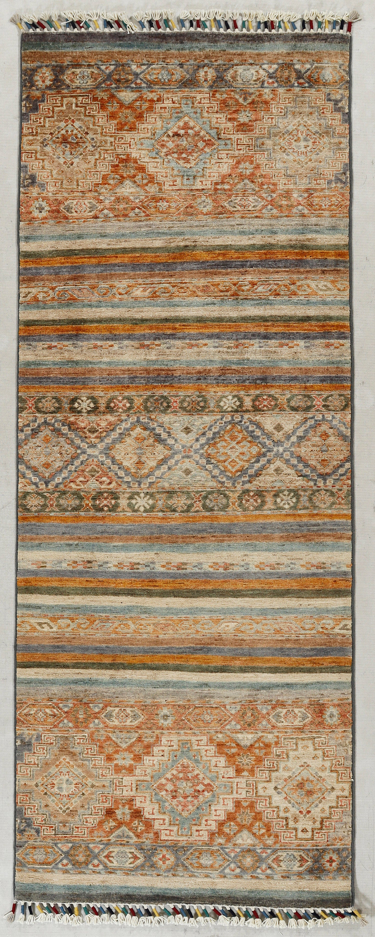 Khurjeen Persian Hand Knotted Wool Runner Multicolor