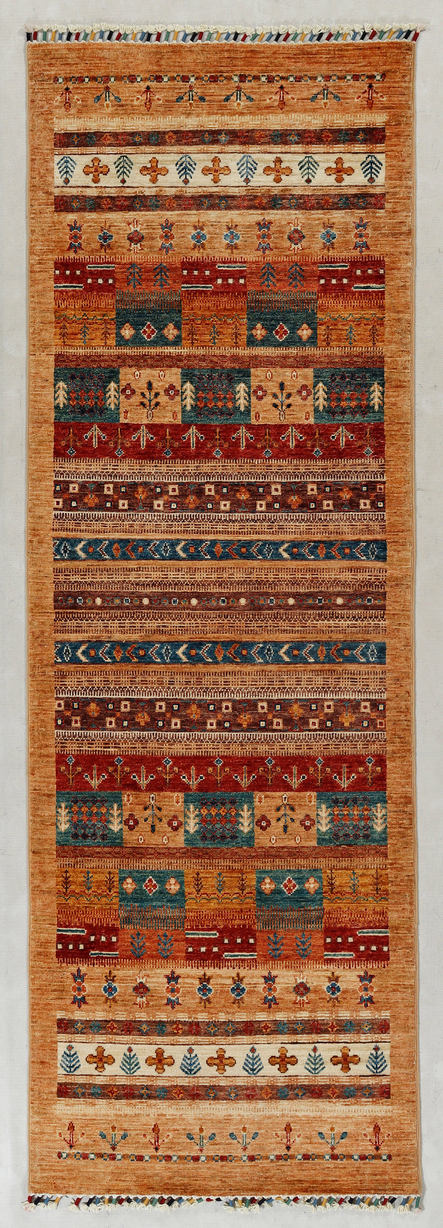 Loribaft Persian Hand Knotted Wool Runner Multicolor 2'6" x 7'6"
