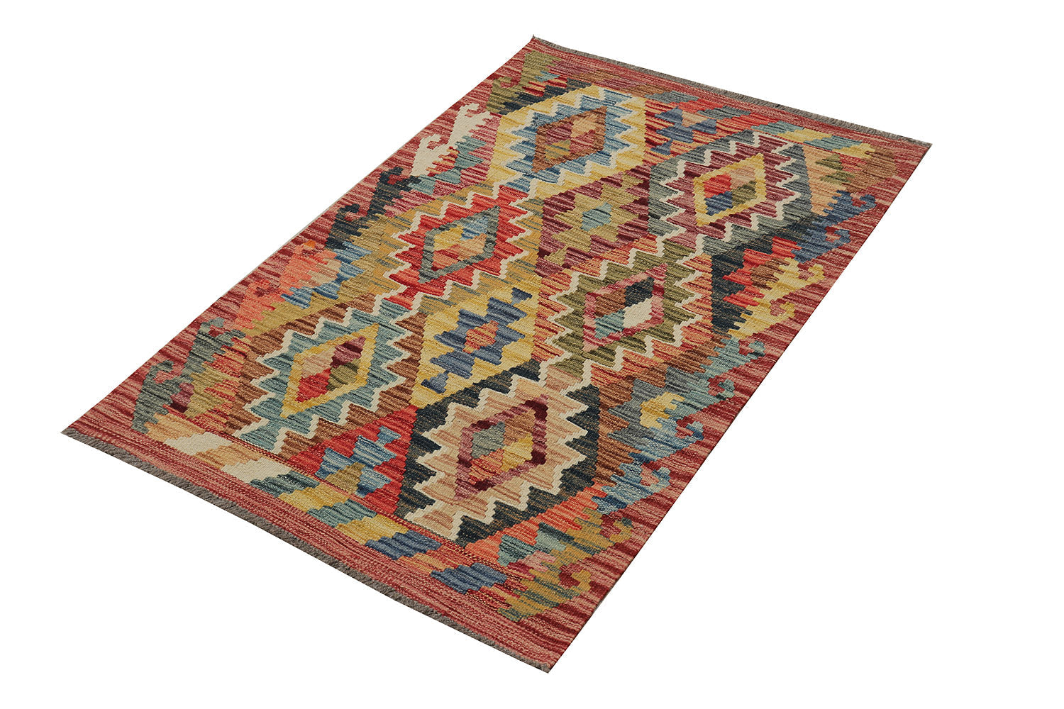 3' X 4'  Multi Handmade Veggie Dye Kilim Rug Rectangular