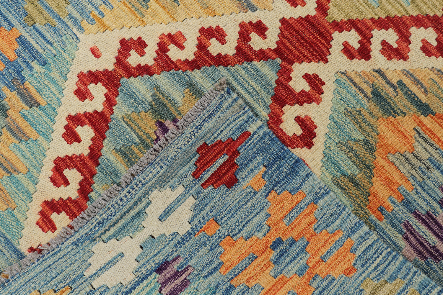 3' x 3'  Multi Handmade Veggie Dye Kilim Rug Square