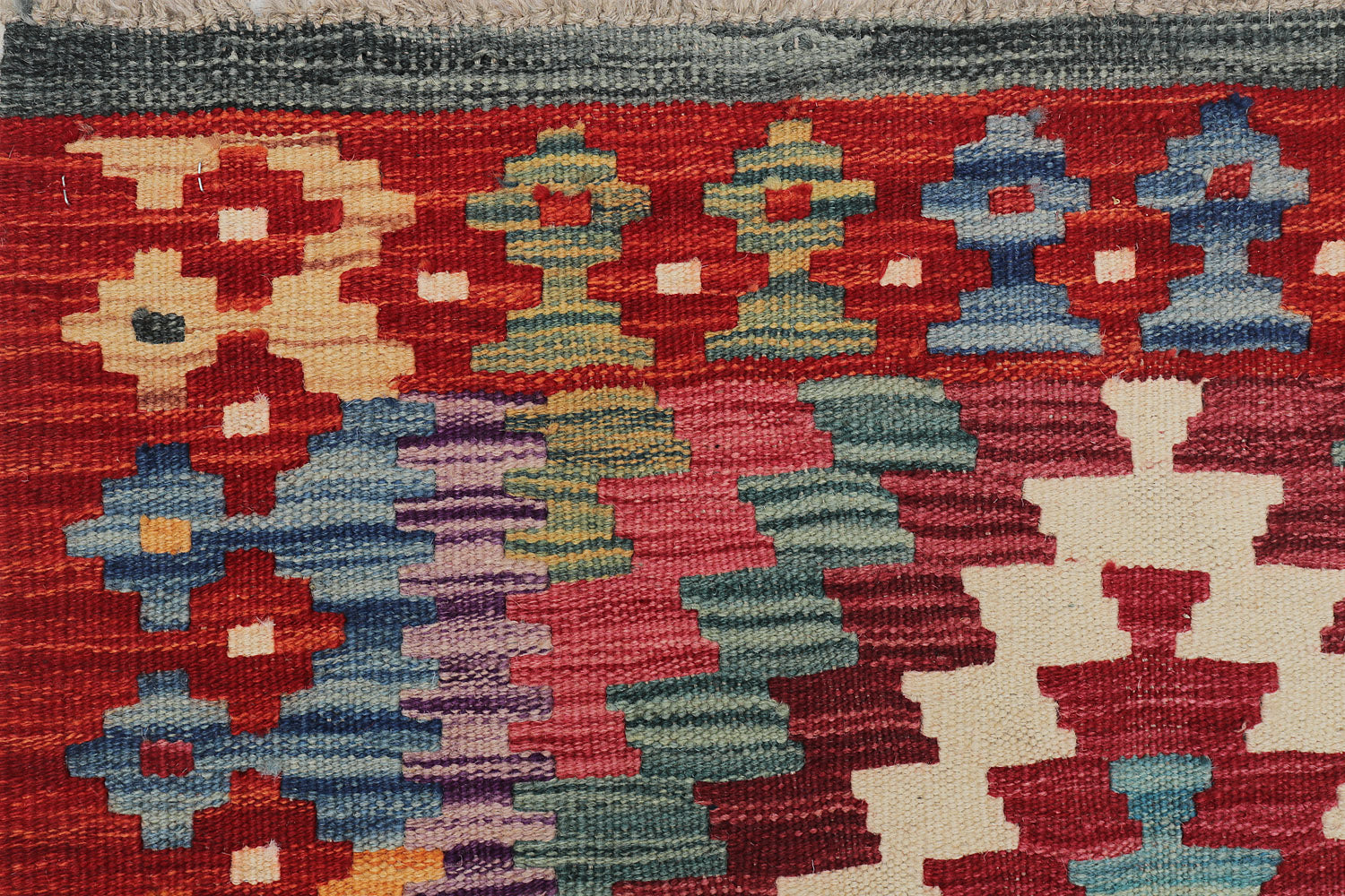 2' 6" X 9'  Multi Handmade Veggie Dye Kilim Rug Runner
