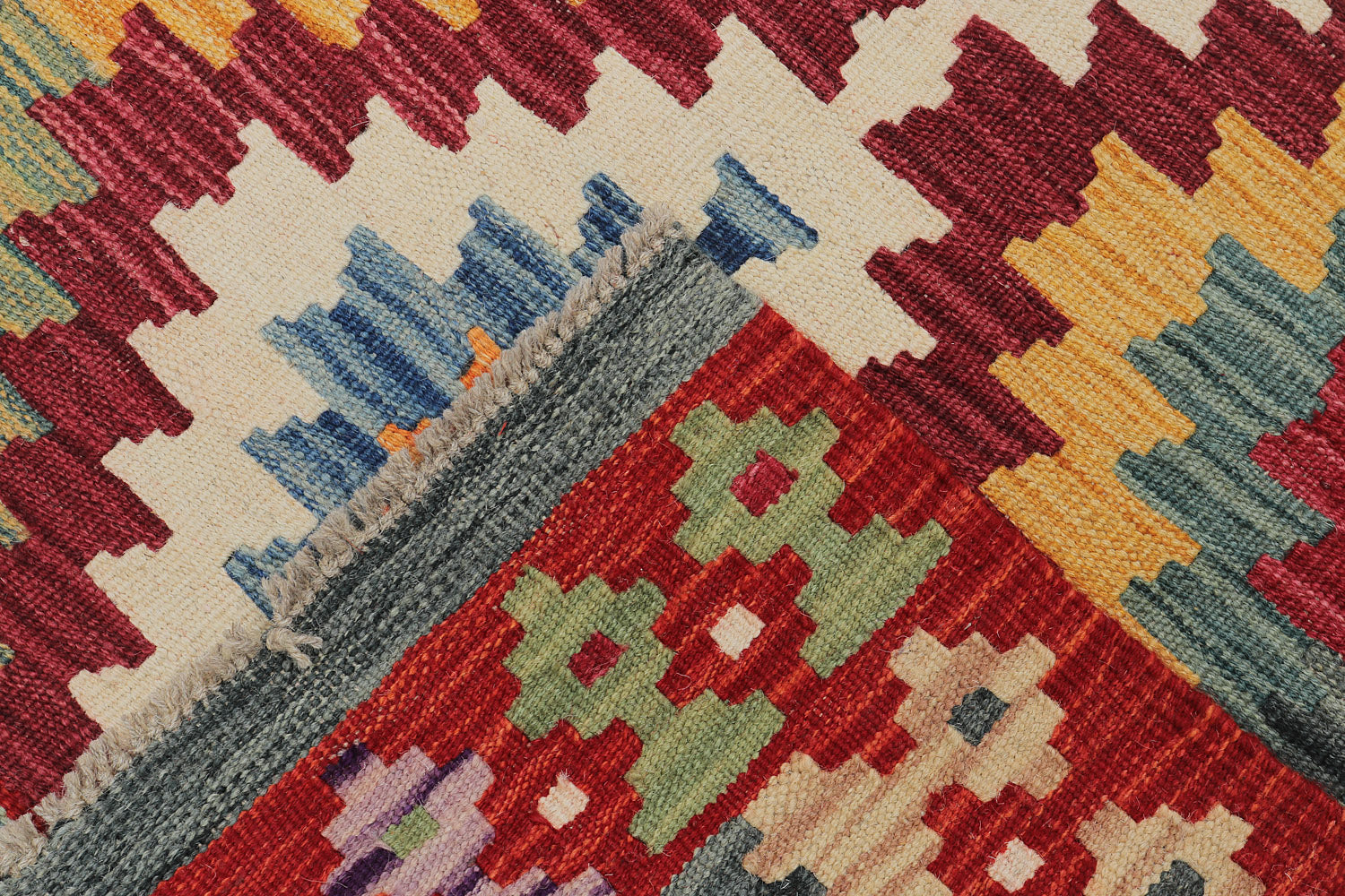 2' 6" X 9'  Multi Handmade Veggie Dye Kilim Rug Runner