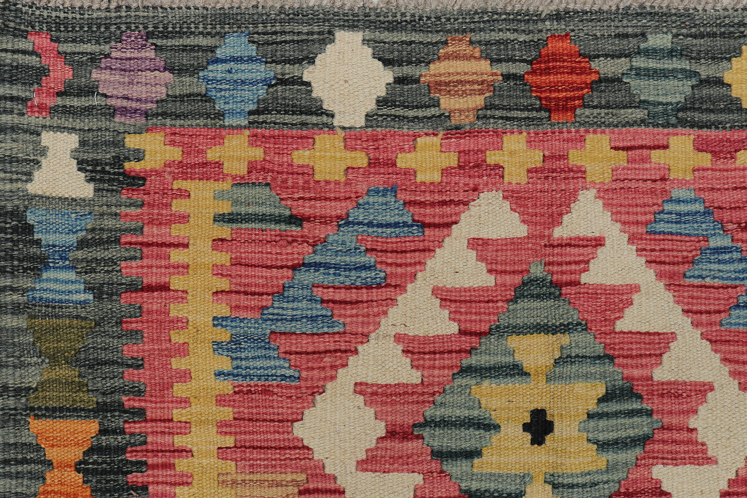 3' X 8'  Multi Handmade Veggie Dye Kilim Rug Runner