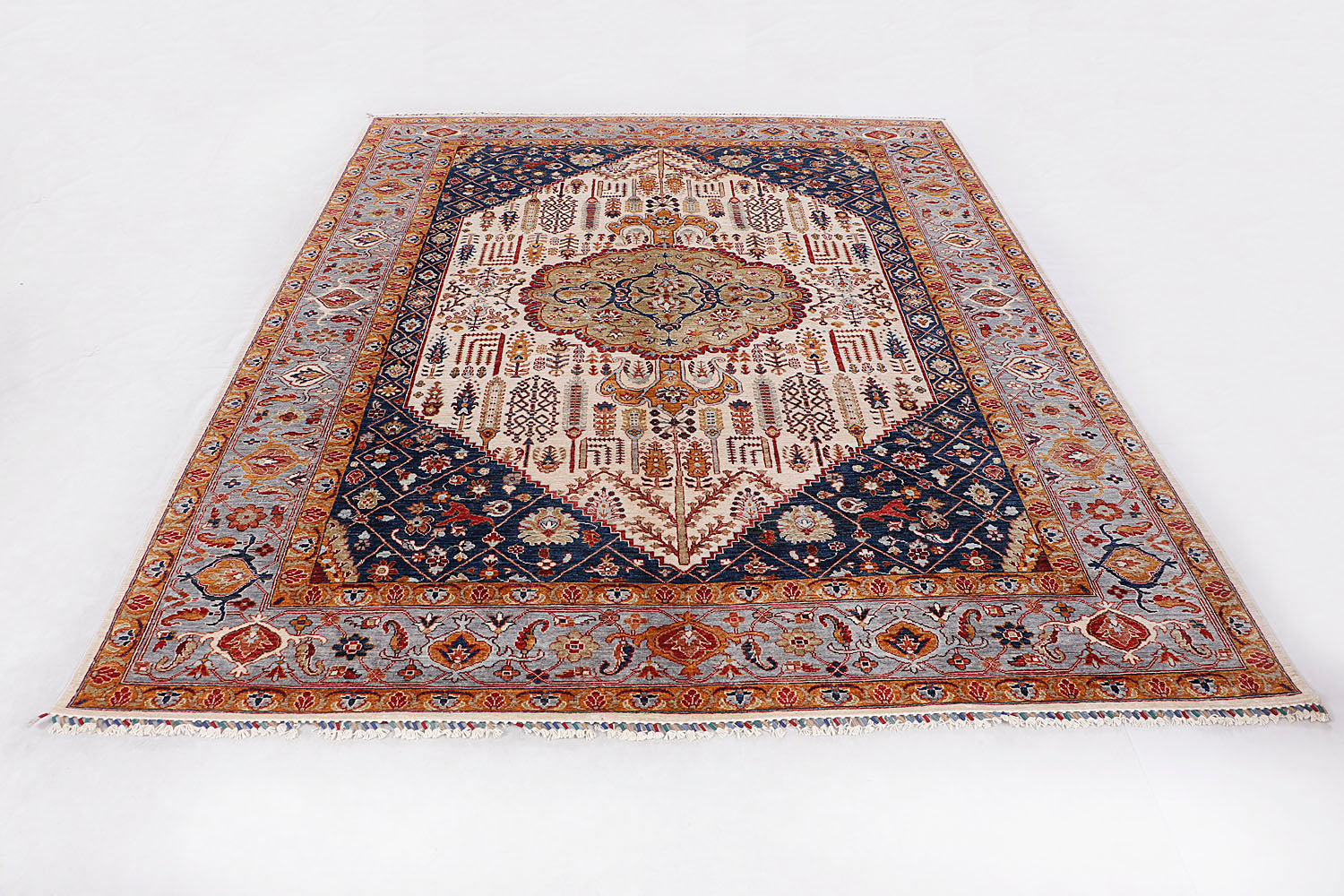 Sultani Persian Hand Knotted Wool Rug Ivory 8' x 10'