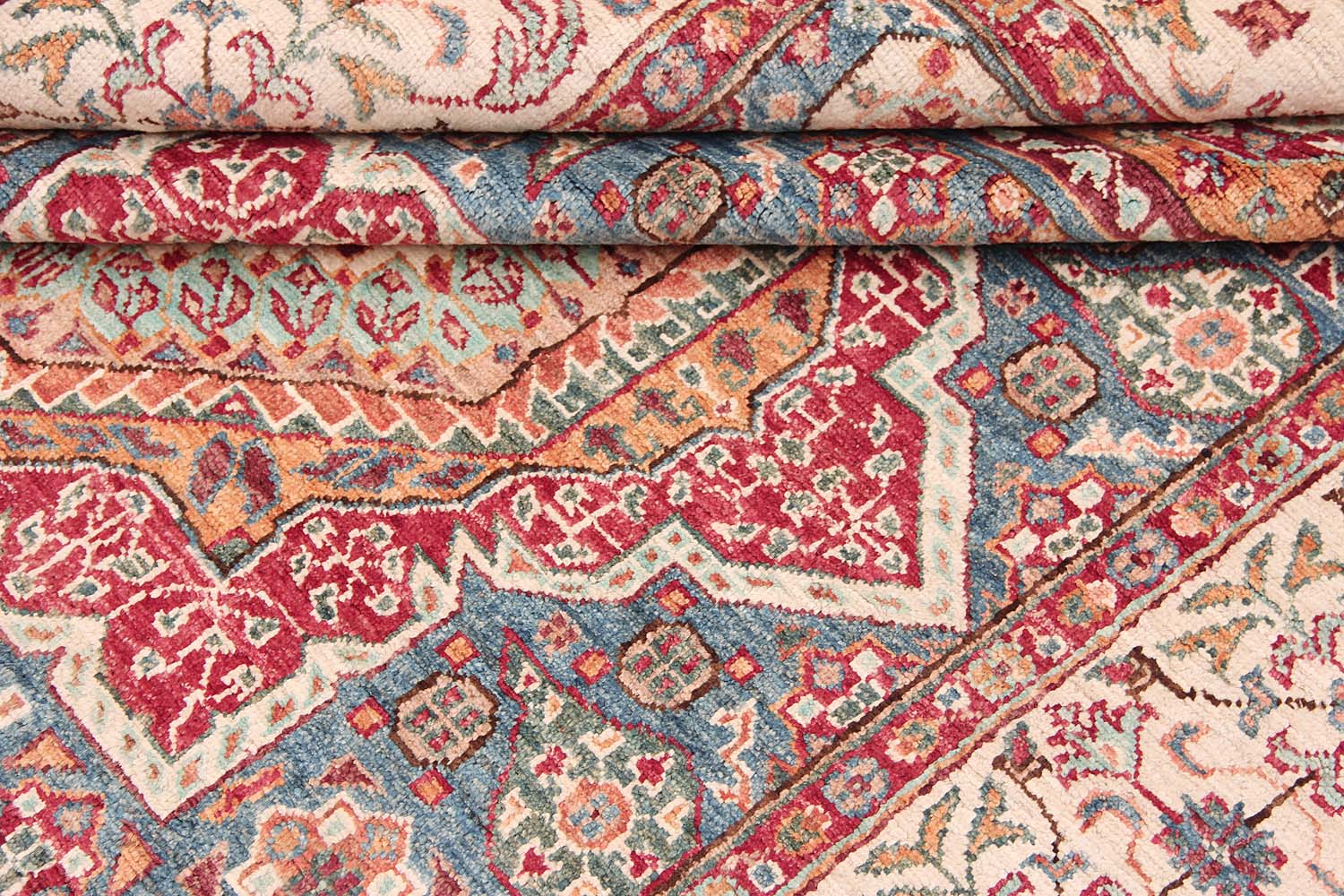 Mamluk Persian Hand Knotted Wool Rug Ivory 5'6" x 8'