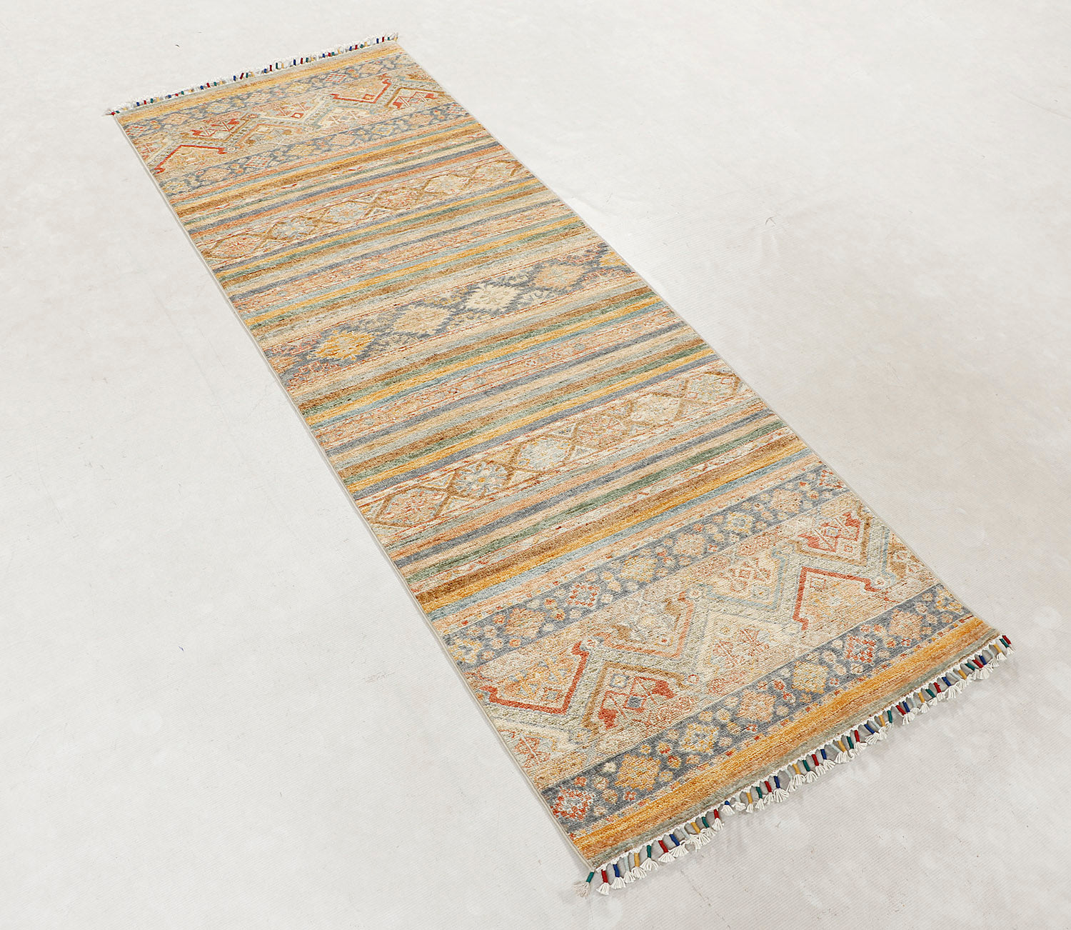 Khurjeen Persian Hand Knotted Wool Runner Multicolor 2'6" x 7'6"