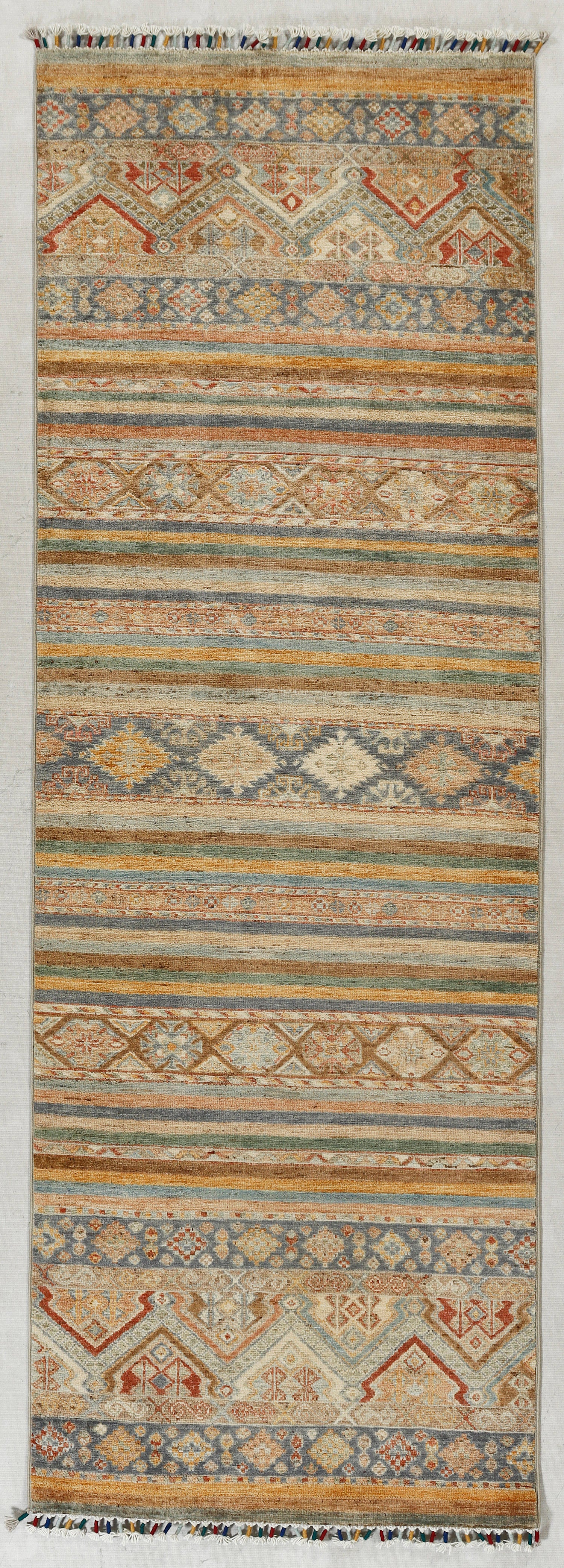 Khurjeen Persian Hand Knotted Wool Runner Multicolor 2'6" x 7'6"
