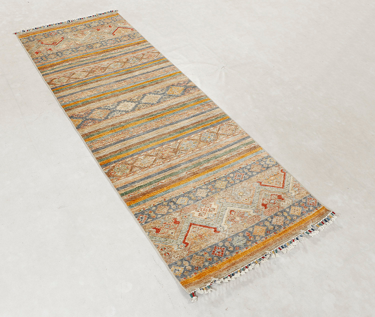 Khurjeen Persian Hand Knotted Wool Runner Multicolor 2'6" x 7'6"