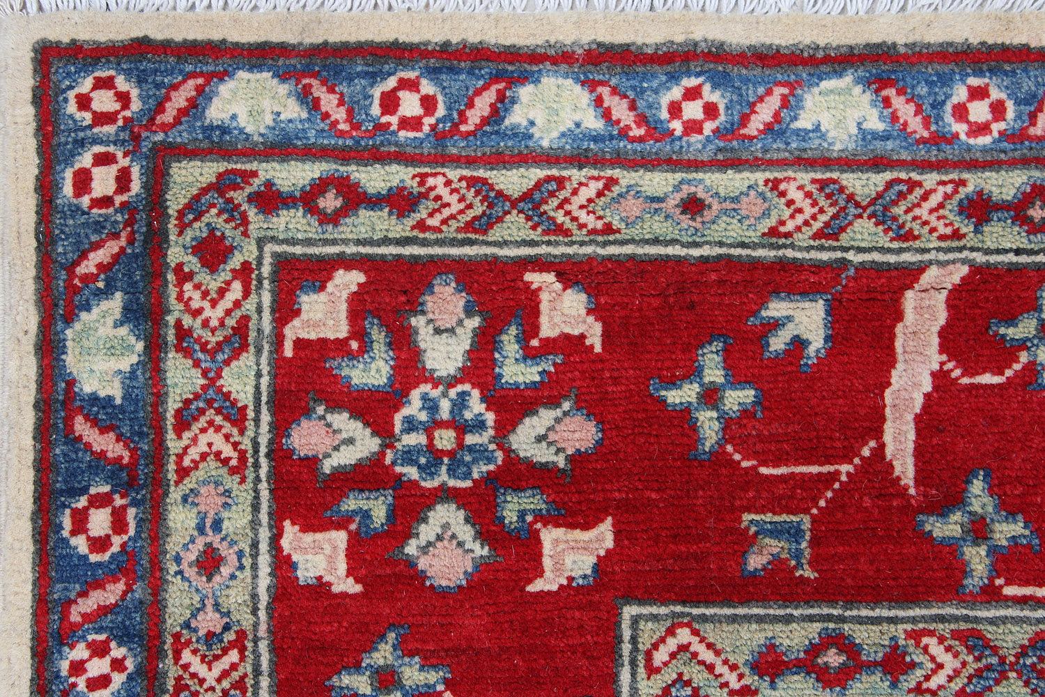 6' 6"X 10'  Ivory Handmade KAZAK Rug Rectangular