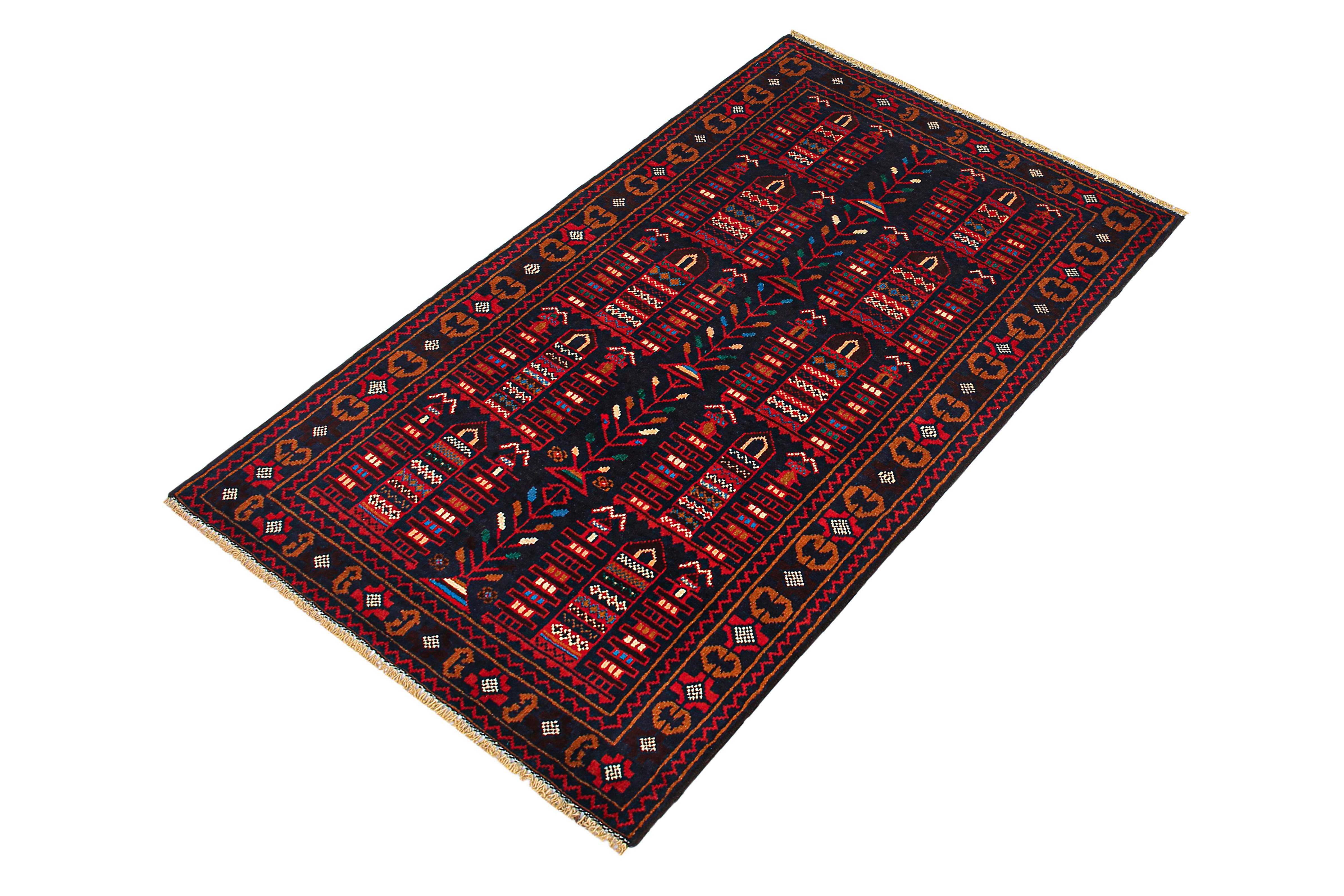 Handmade Adraskan Baluchi Afghan Rug