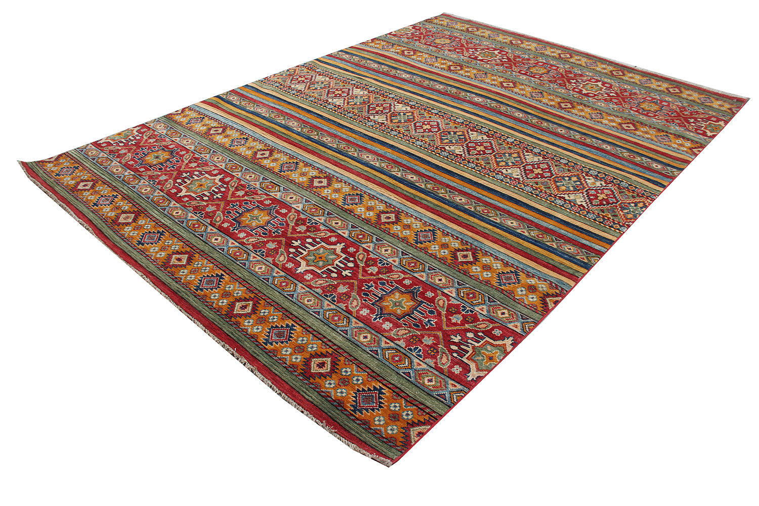6' 6"X 10'  Multi Handmade KAZAK Rug Rectangular