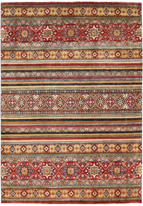 6' 6"X 10'  Multi Handmade KAZAK Rug Rectangular