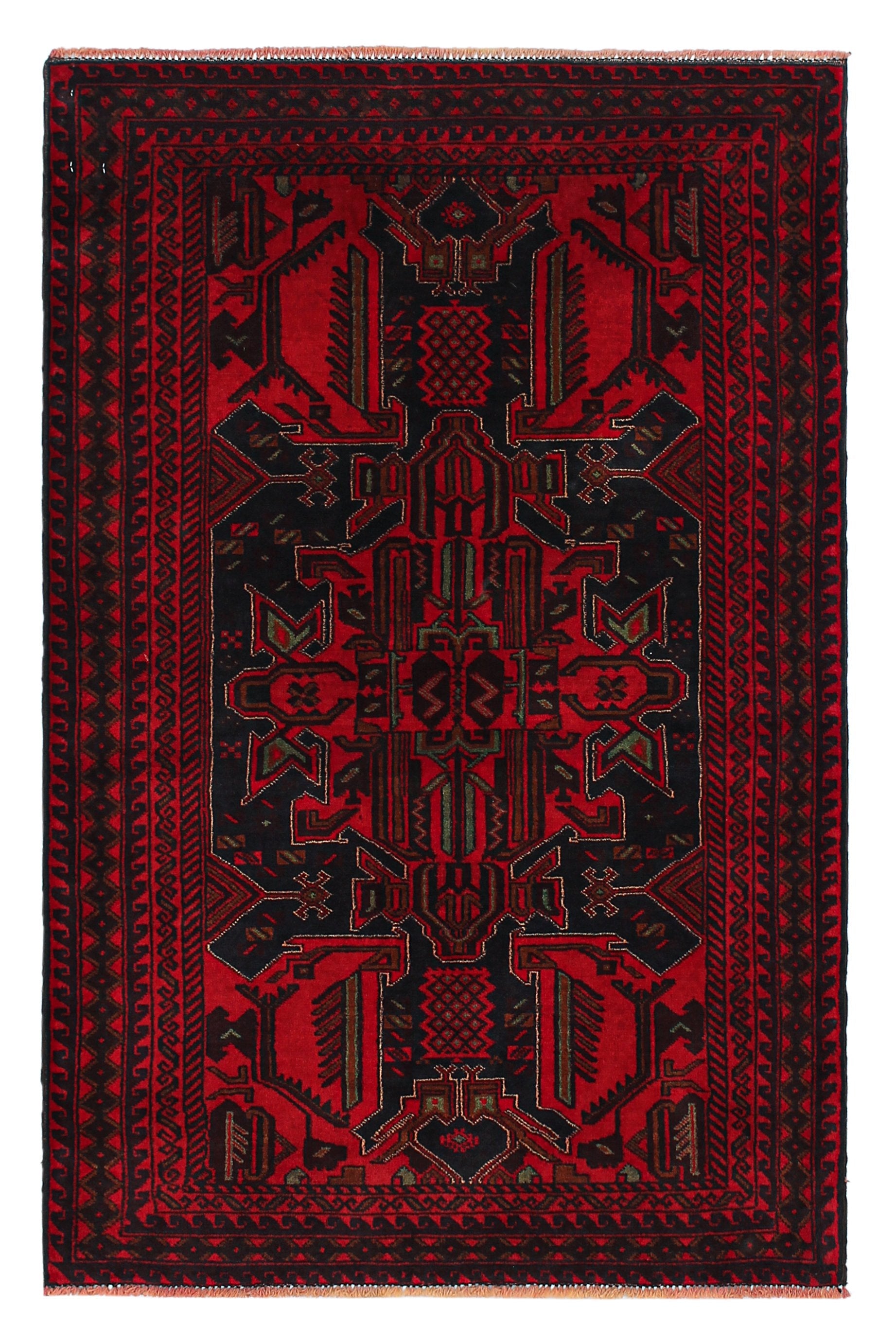 3' x 5'  Blue Handmade Adraskan Baluchi Afghan Rug Rectangular