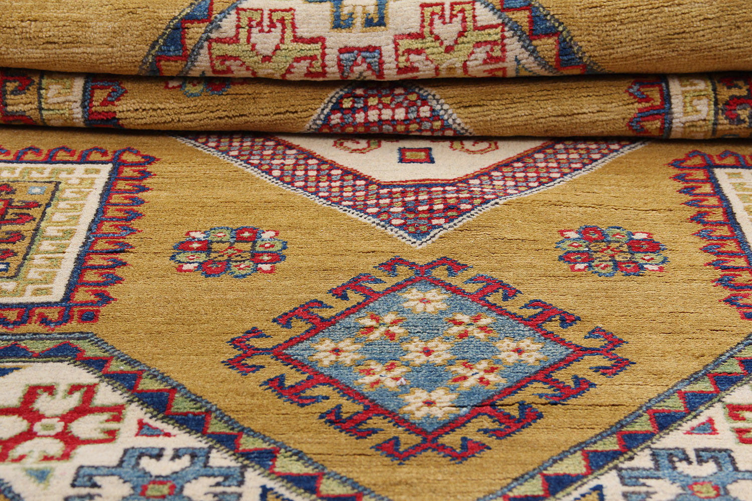 6' 6" X 6' 6"  Golden Handmade KAZAK Rug Square