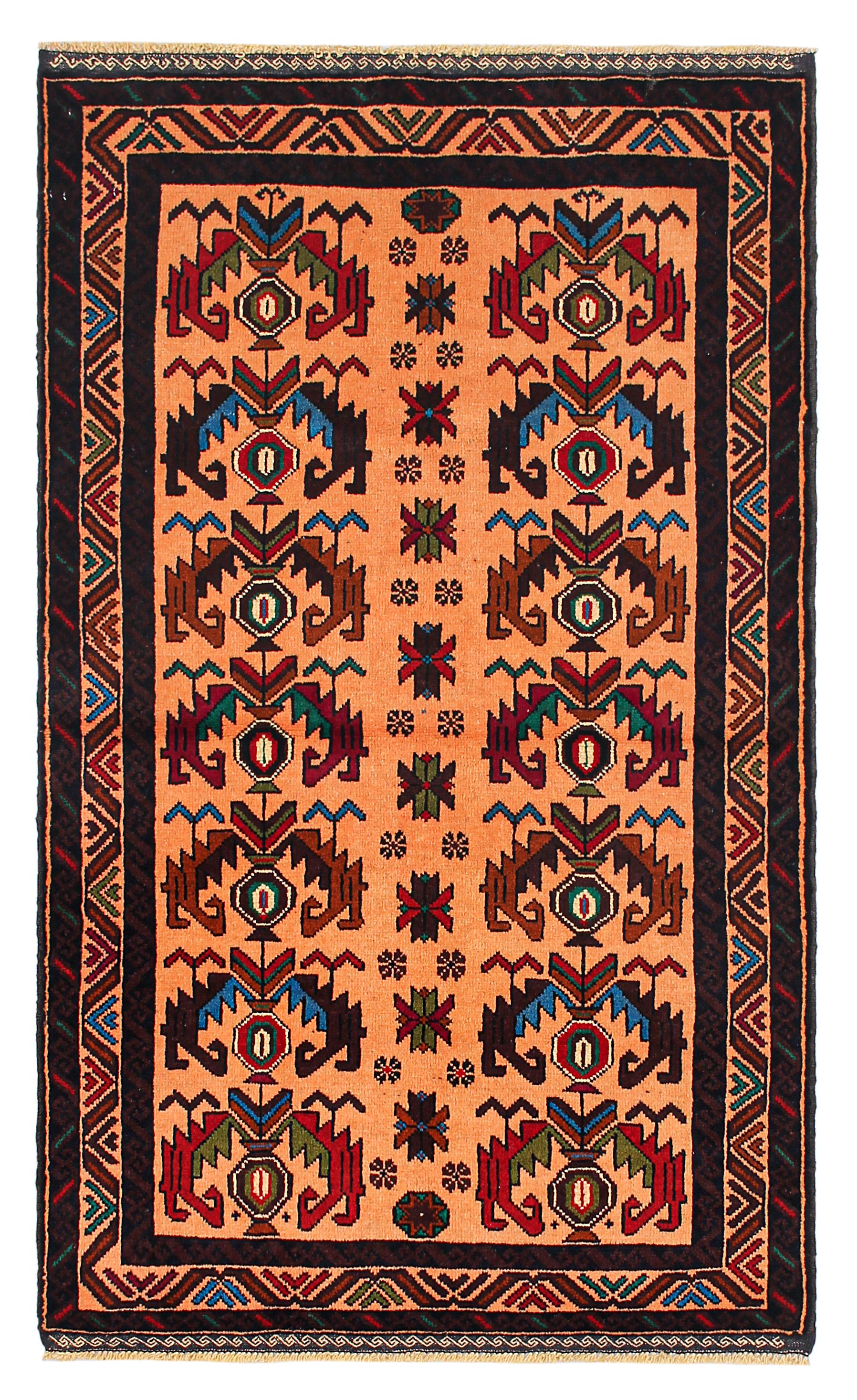 3' X 5'  Ivory Handmade Adraskan Baluchi Afghan Rug Rectangular