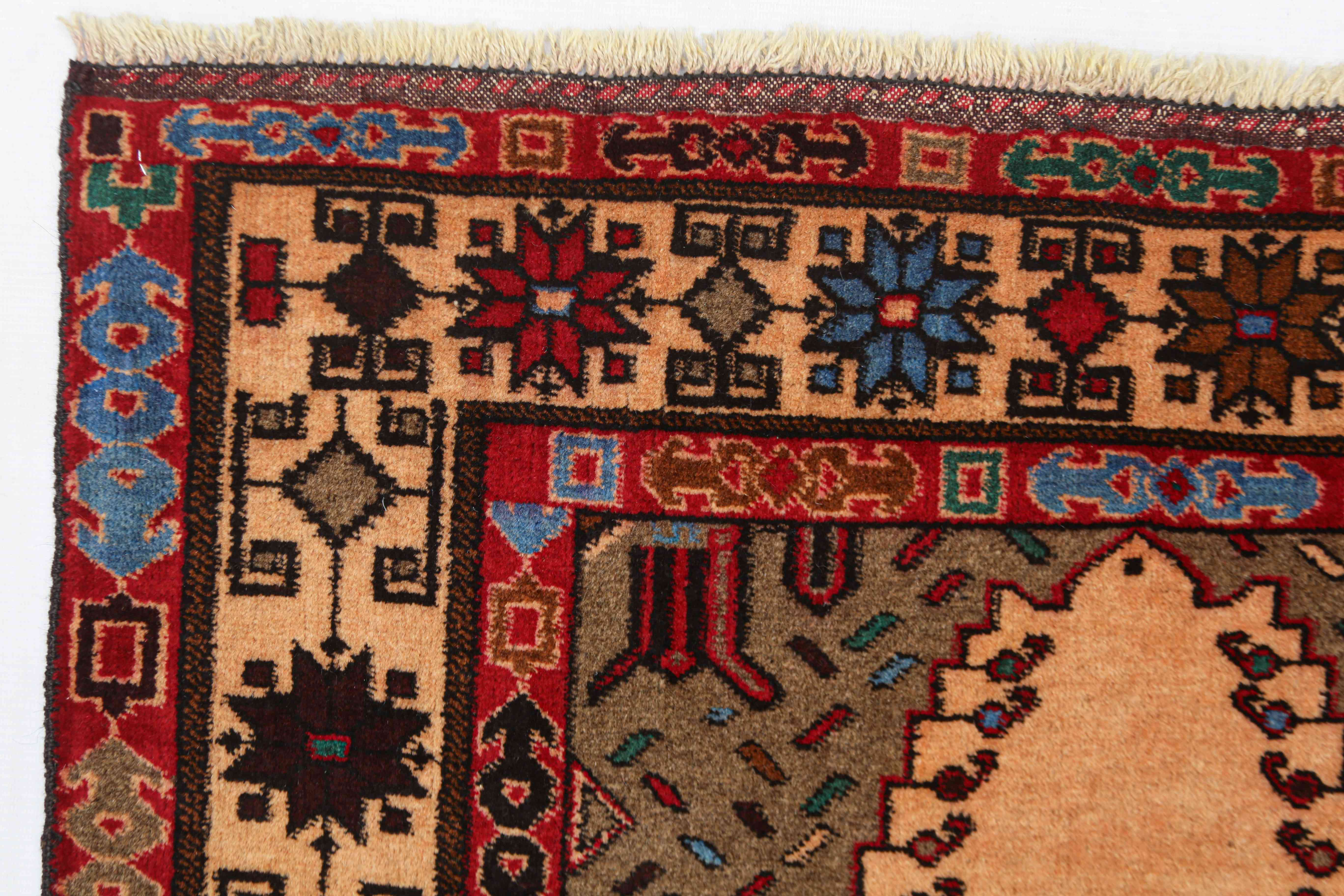 3' x 5'  Ivory Handmade Adraskan Baluchi Afghan Rug Rectangular