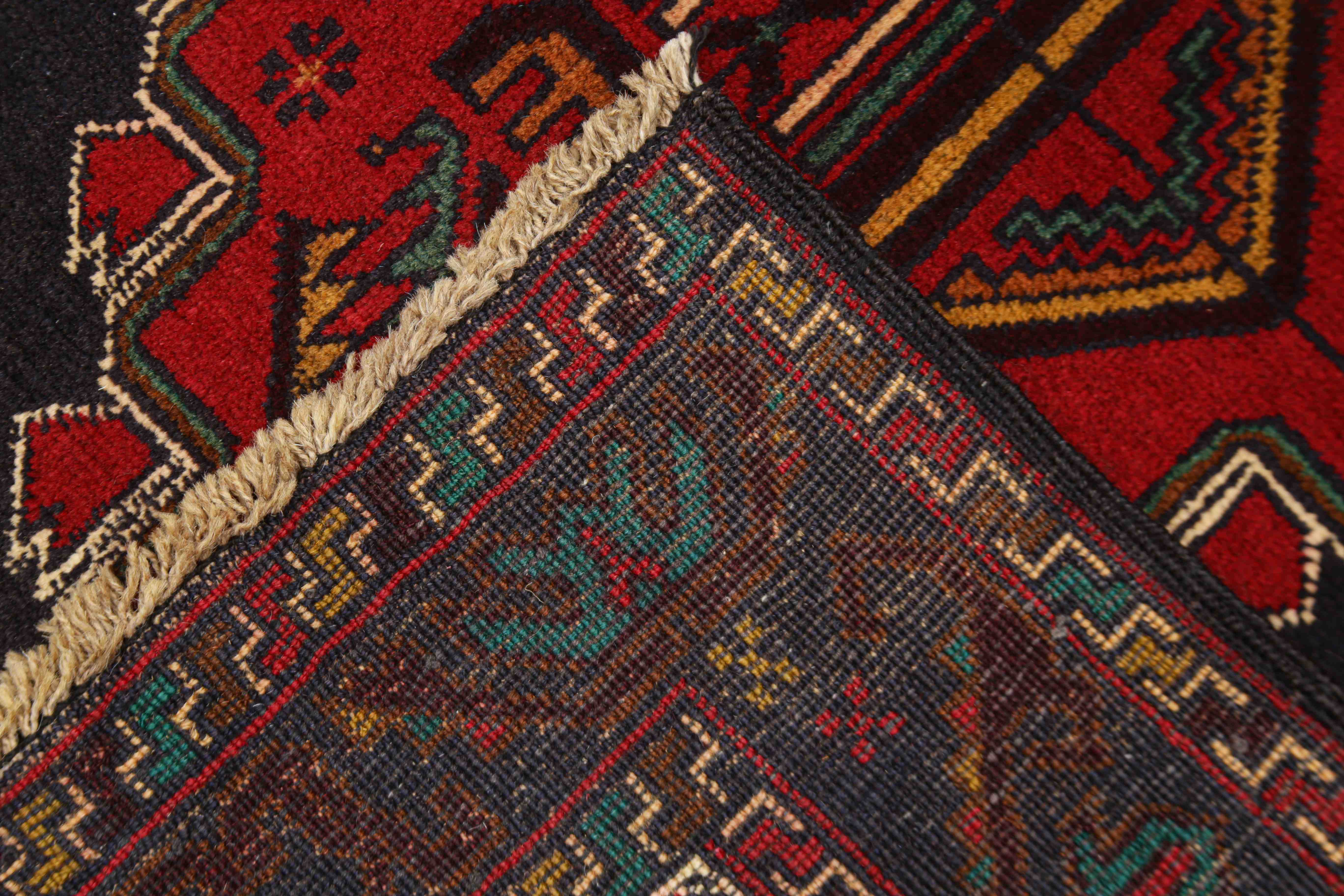 3' X 5'  Red Handmade Adraskan Baluchi Afghan Rug Rectangular