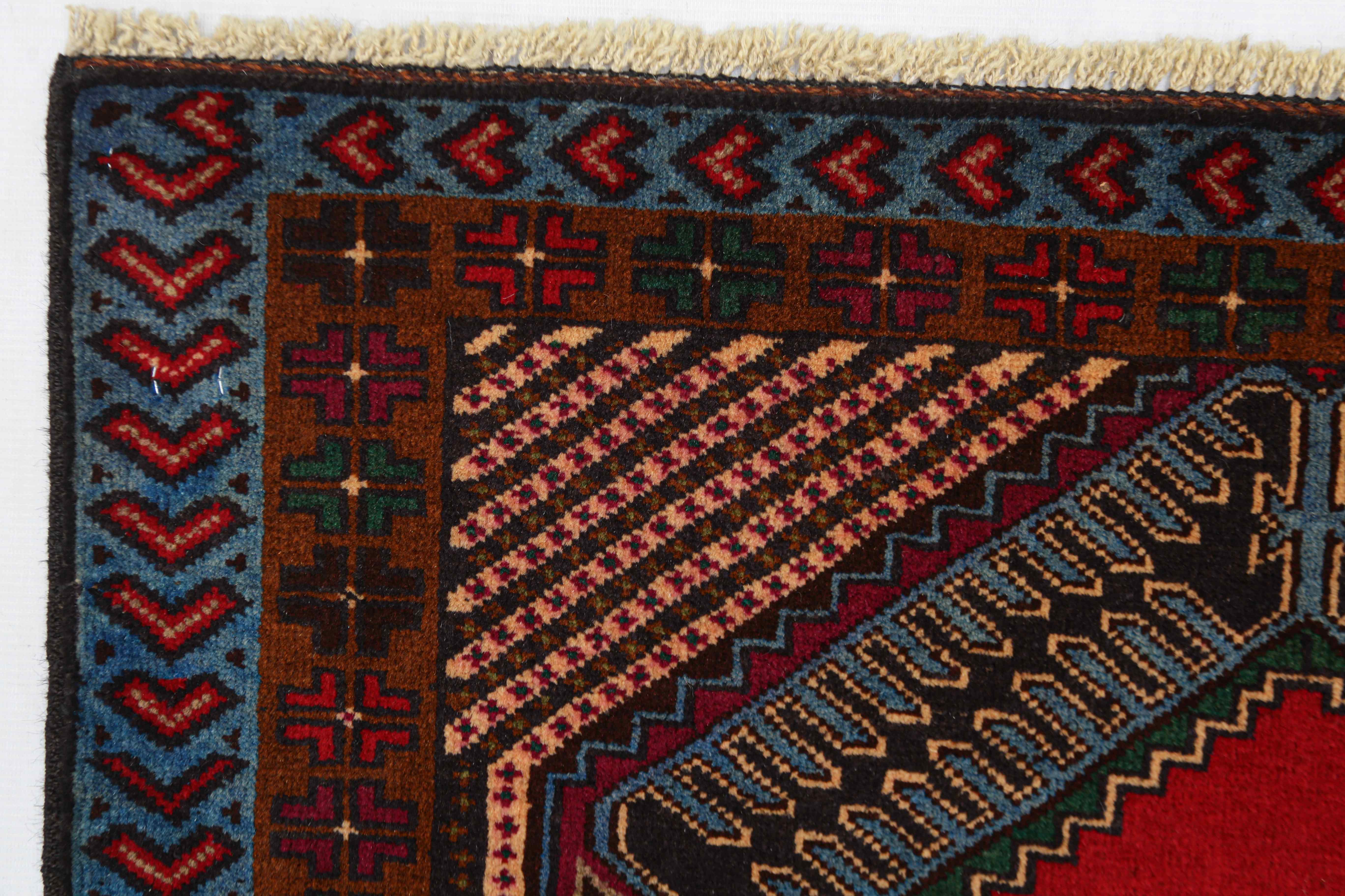 3' x 5'  Multi Handmade Adraskan Baluchi Afghan Rug Rectangular