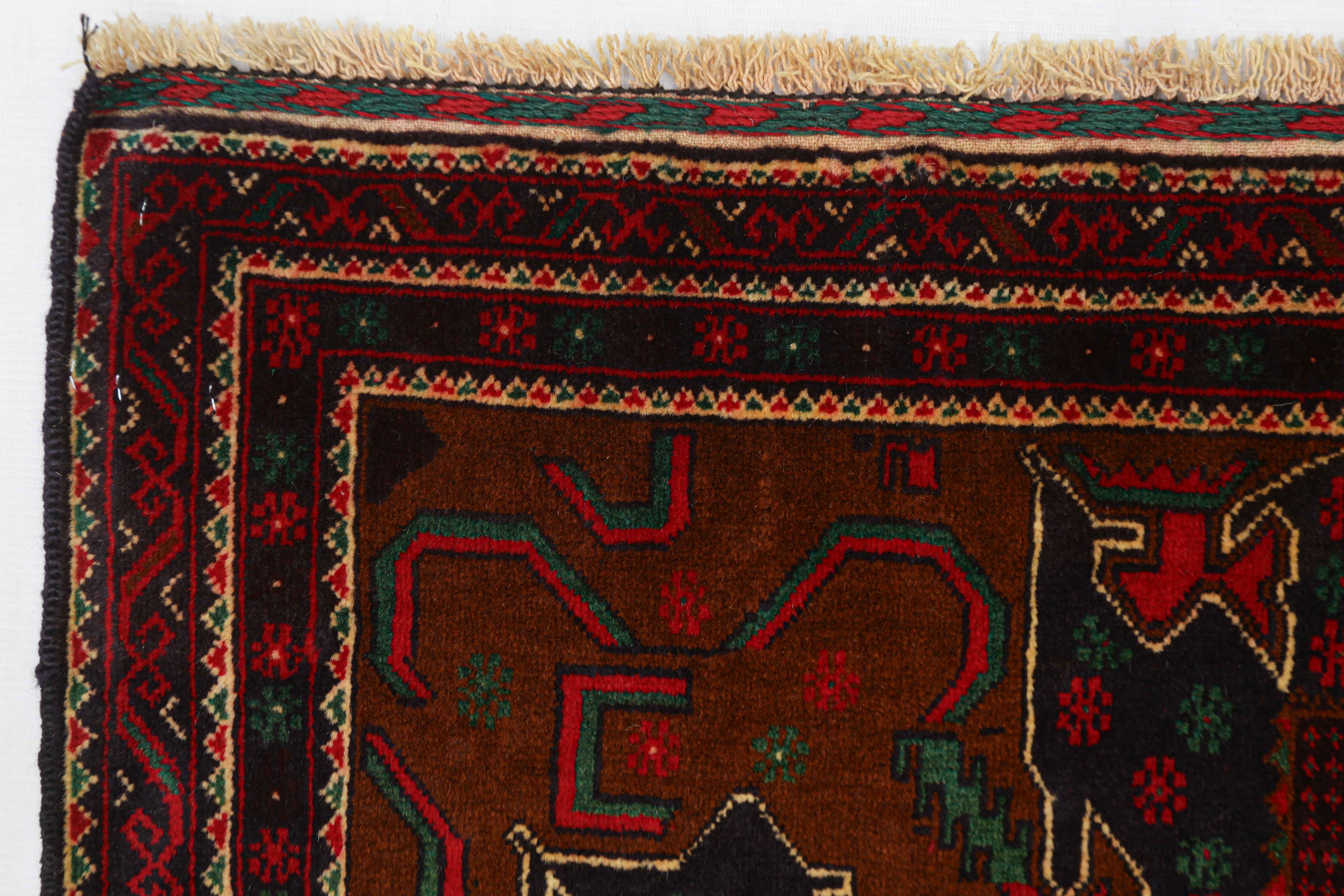 3' X 5'  Blue Handmade Adraskan Baluchi Afghan Rug Rectangular