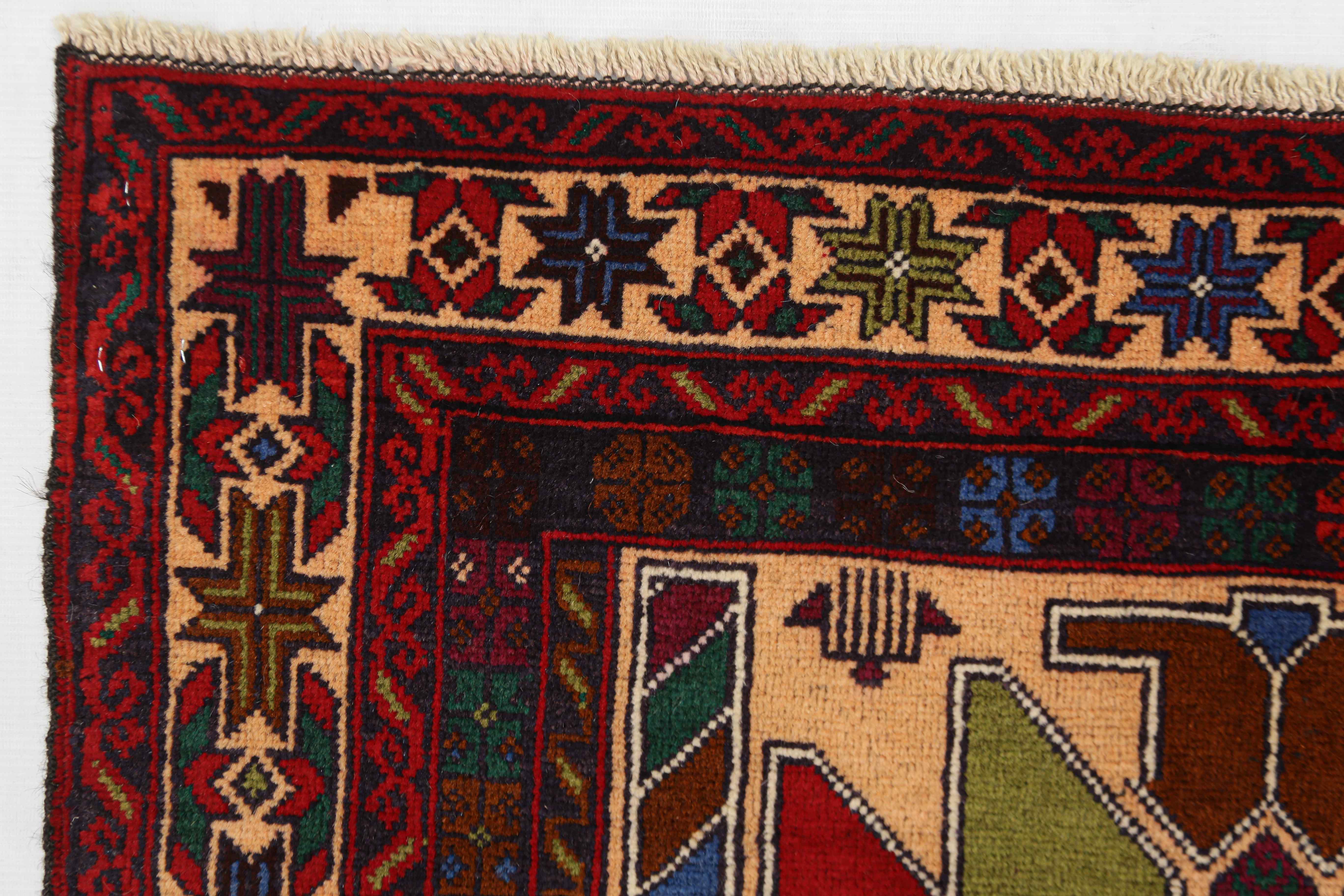 3' X 5'  Ivory Handmade Adraskan Baluchi Afghan Rug Rectangular
