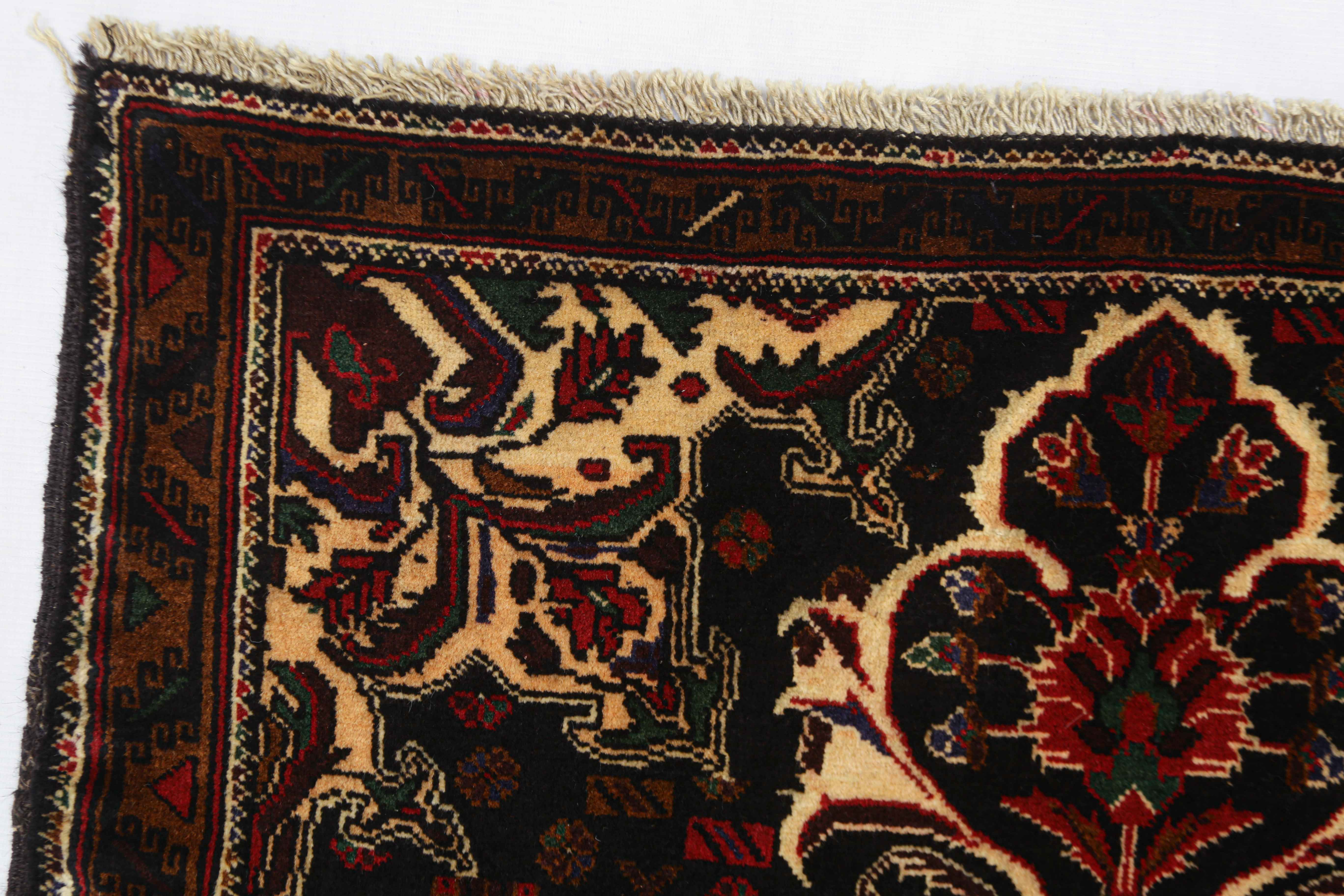3' X 5'  Black Handmade Adraskan Baluchi Afghan Rug Rectangular