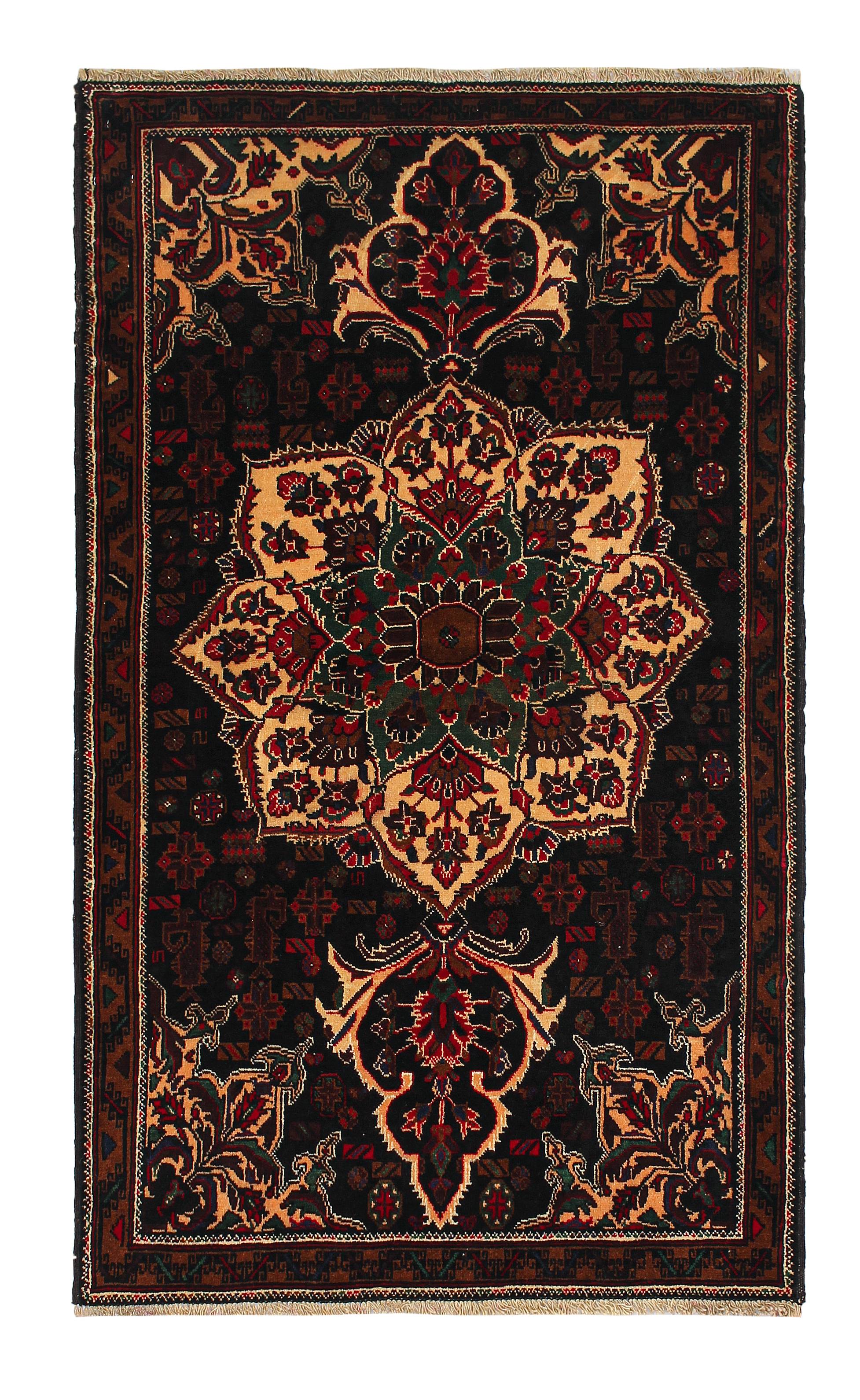 3' X 5'  Black Handmade Adraskan Baluchi Afghan Rug Rectangular