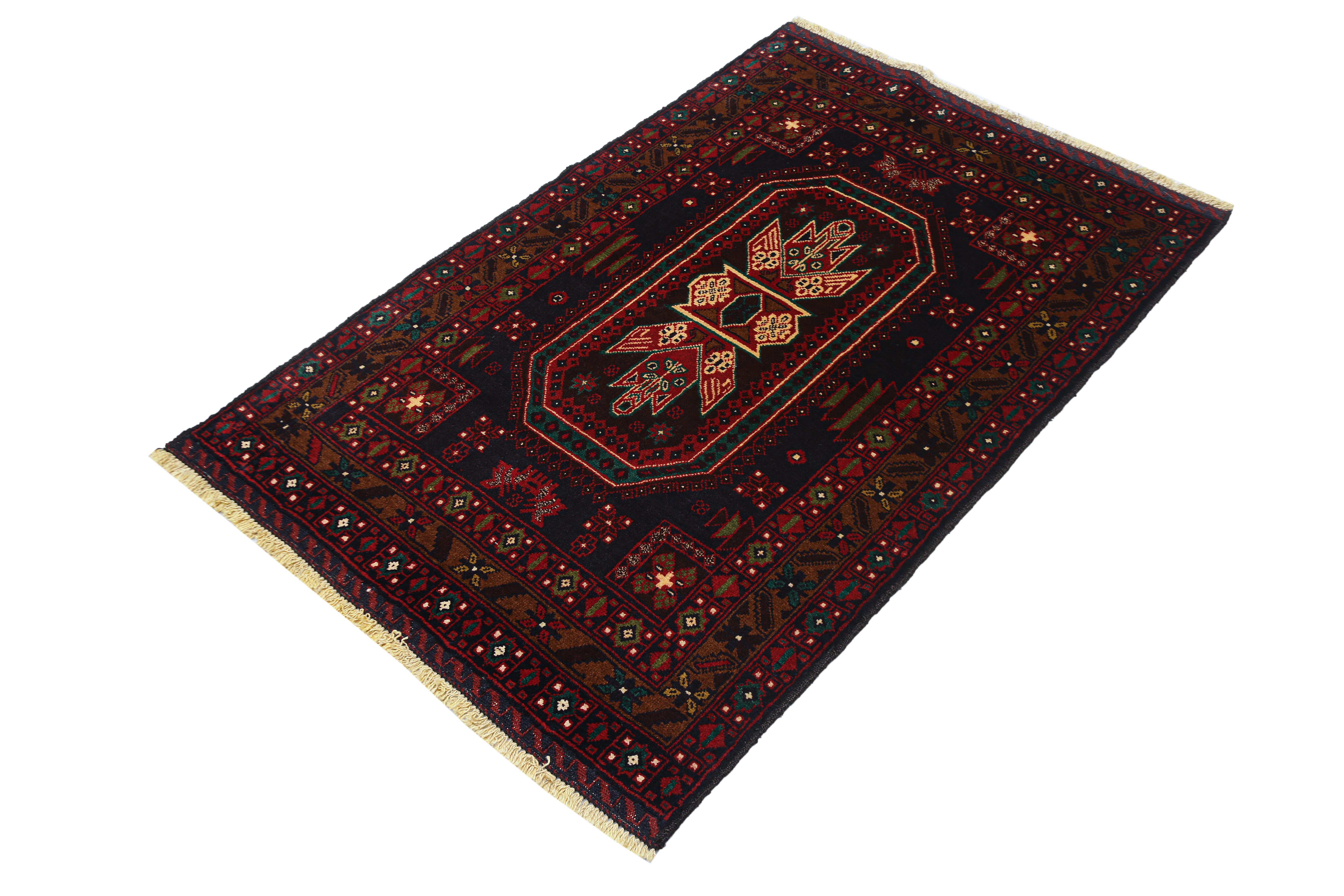 3' x 5'  Blue Handmade Adraskan Baluchi Afghan Rug Rectangular