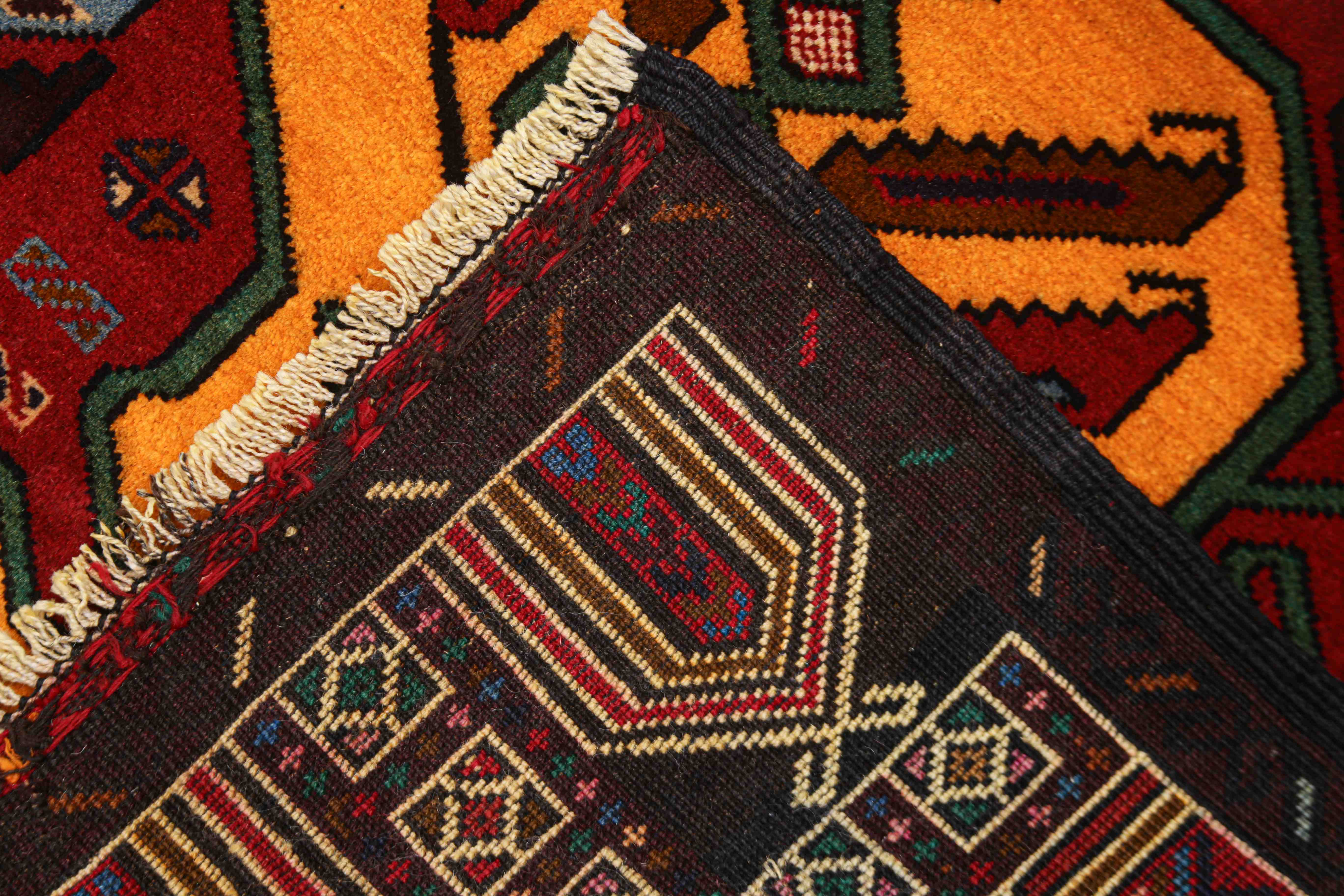 3' x 5'  Red Handmade Adraskan Baluchi Afghan Rug Rectangular