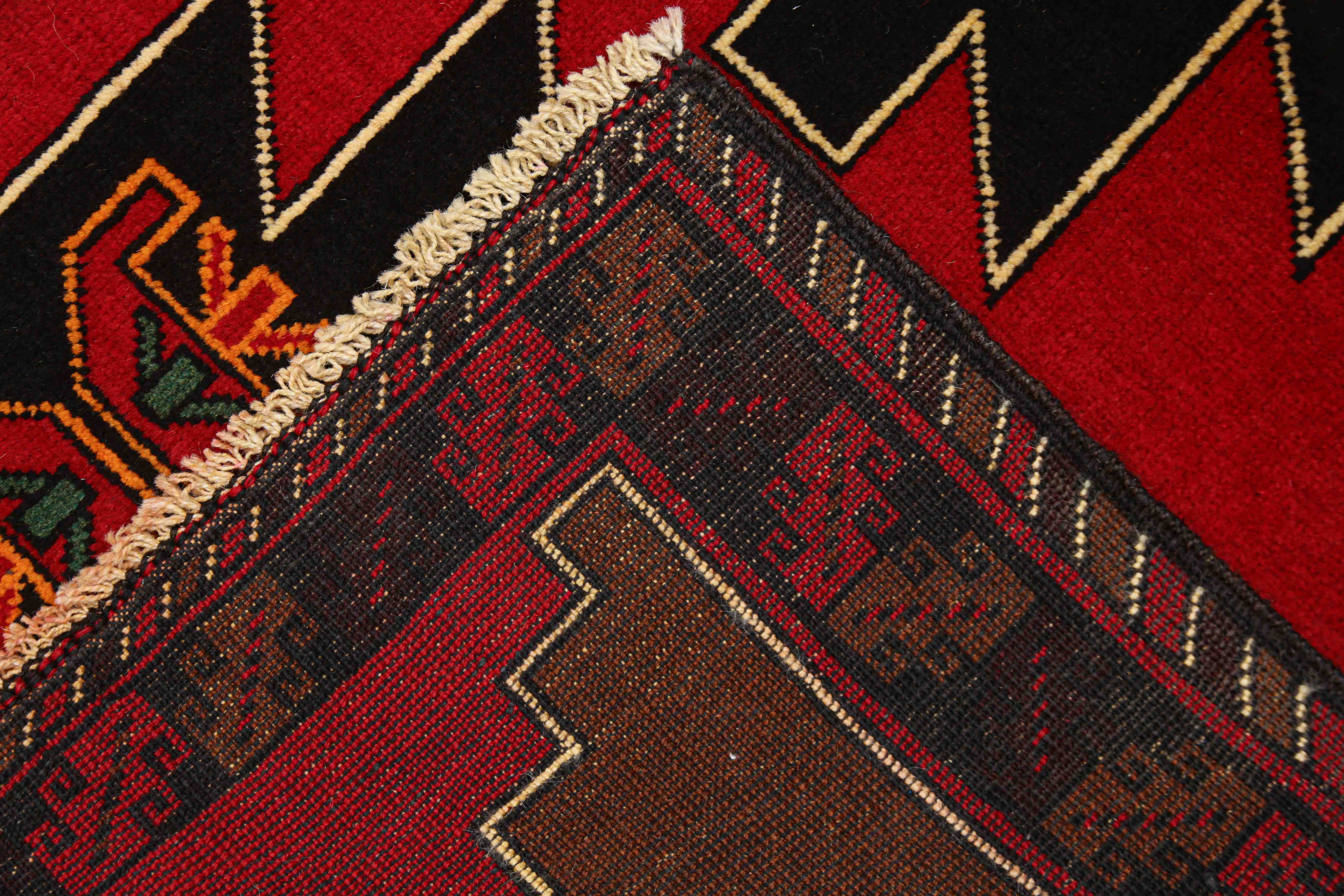3' X 5'  Red Handmade Adraskan Baluchi Afghan Rug Rectangular