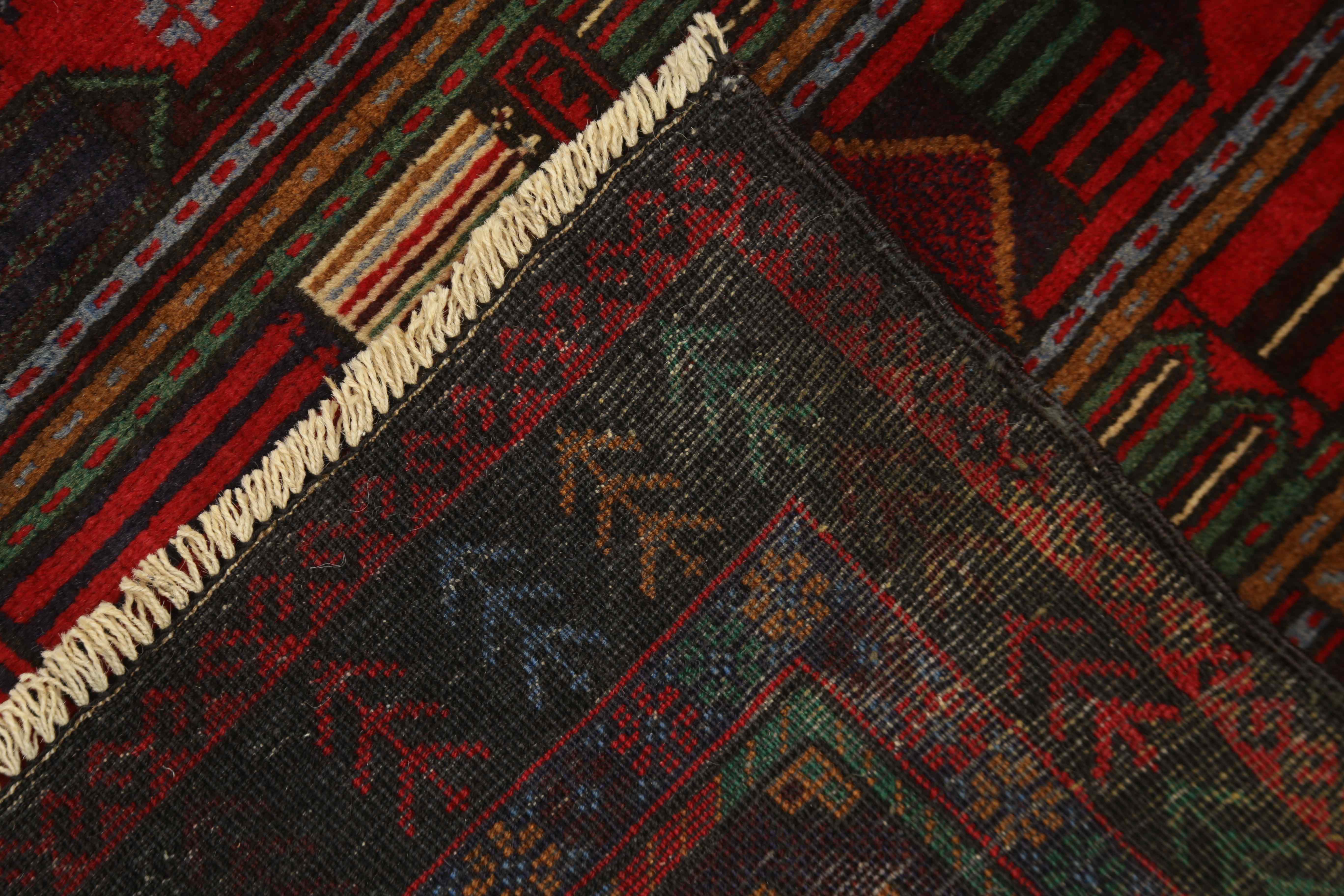 3' x 5'  Red Handmade Adraskan Baluchi Afghan Rug Rectangular
