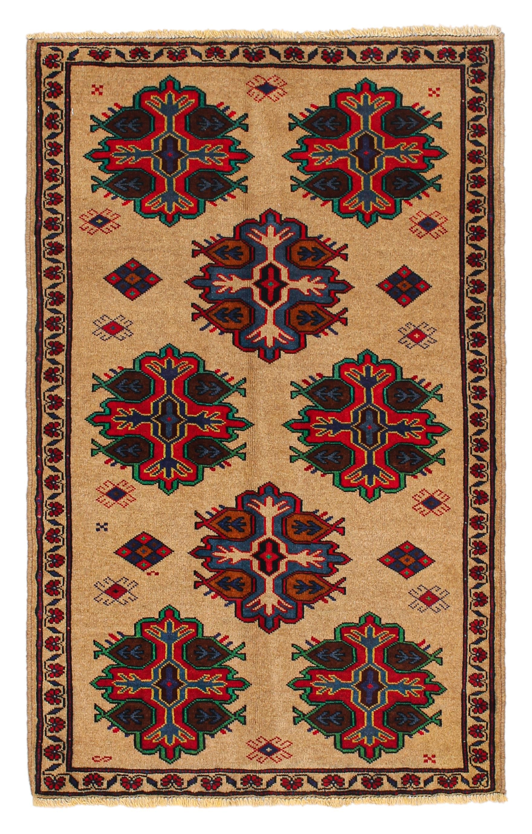 3' x 5'  Natural Handmade Adraskan Baluchi Afghan Rug Rectangular