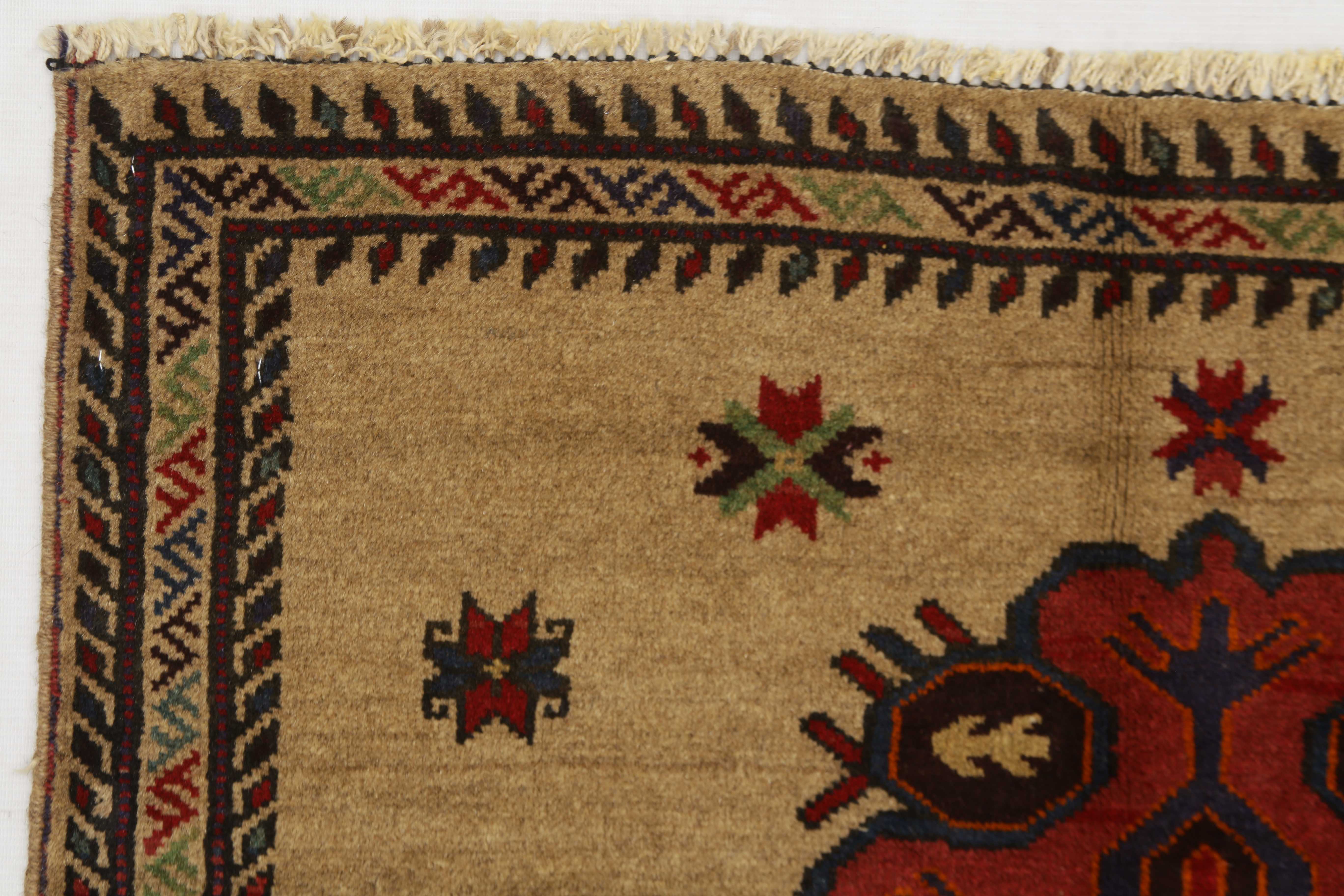 3' X 4'  Natural Handmade Adraskan Baluchi Afghan Rug Rectangular