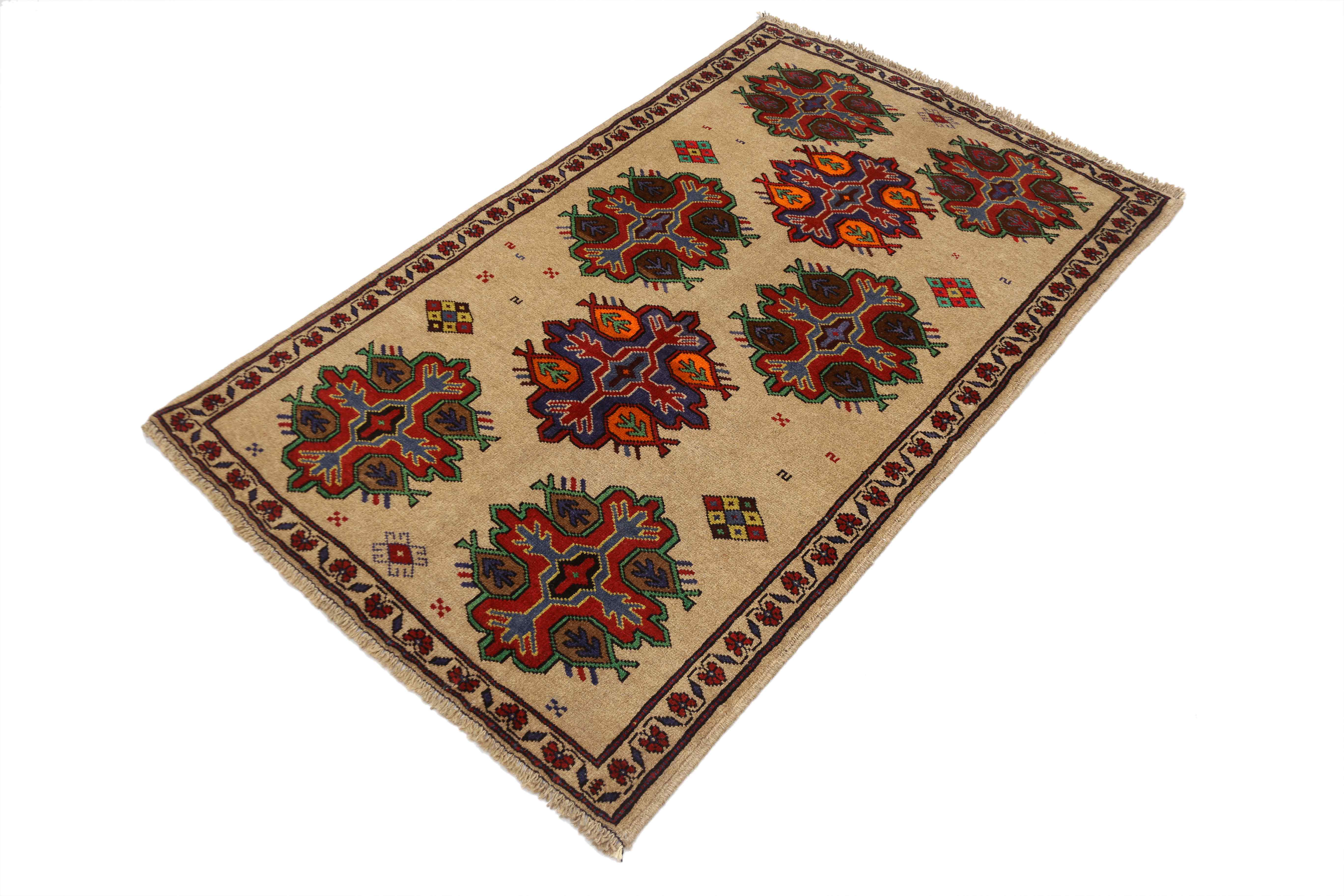 3' x 5'  Natural Handmade Adraskan Baluchi Afghan Rug Rectangular
