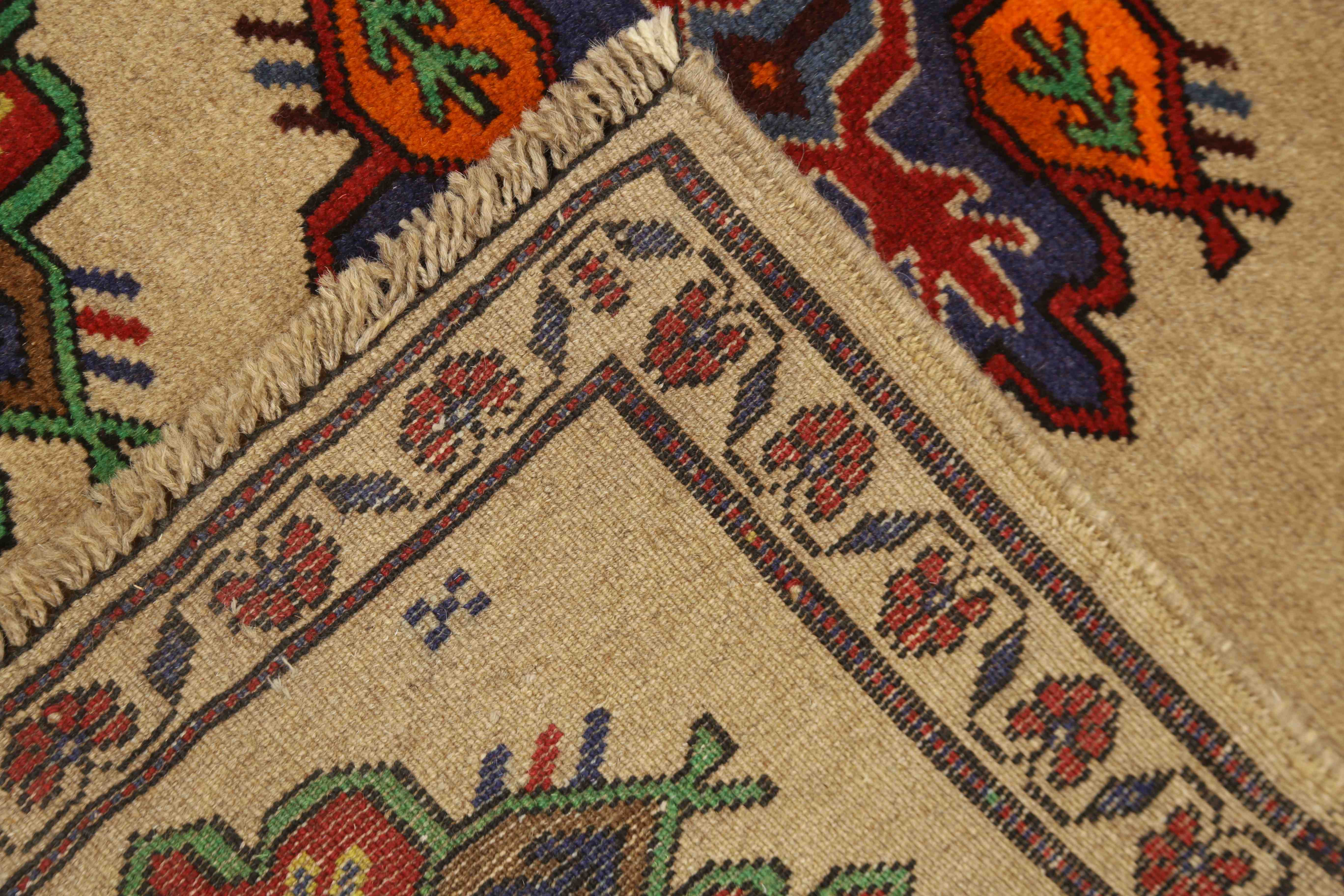 3' x 5'  Natural Handmade Adraskan Baluchi Afghan Rug Rectangular
