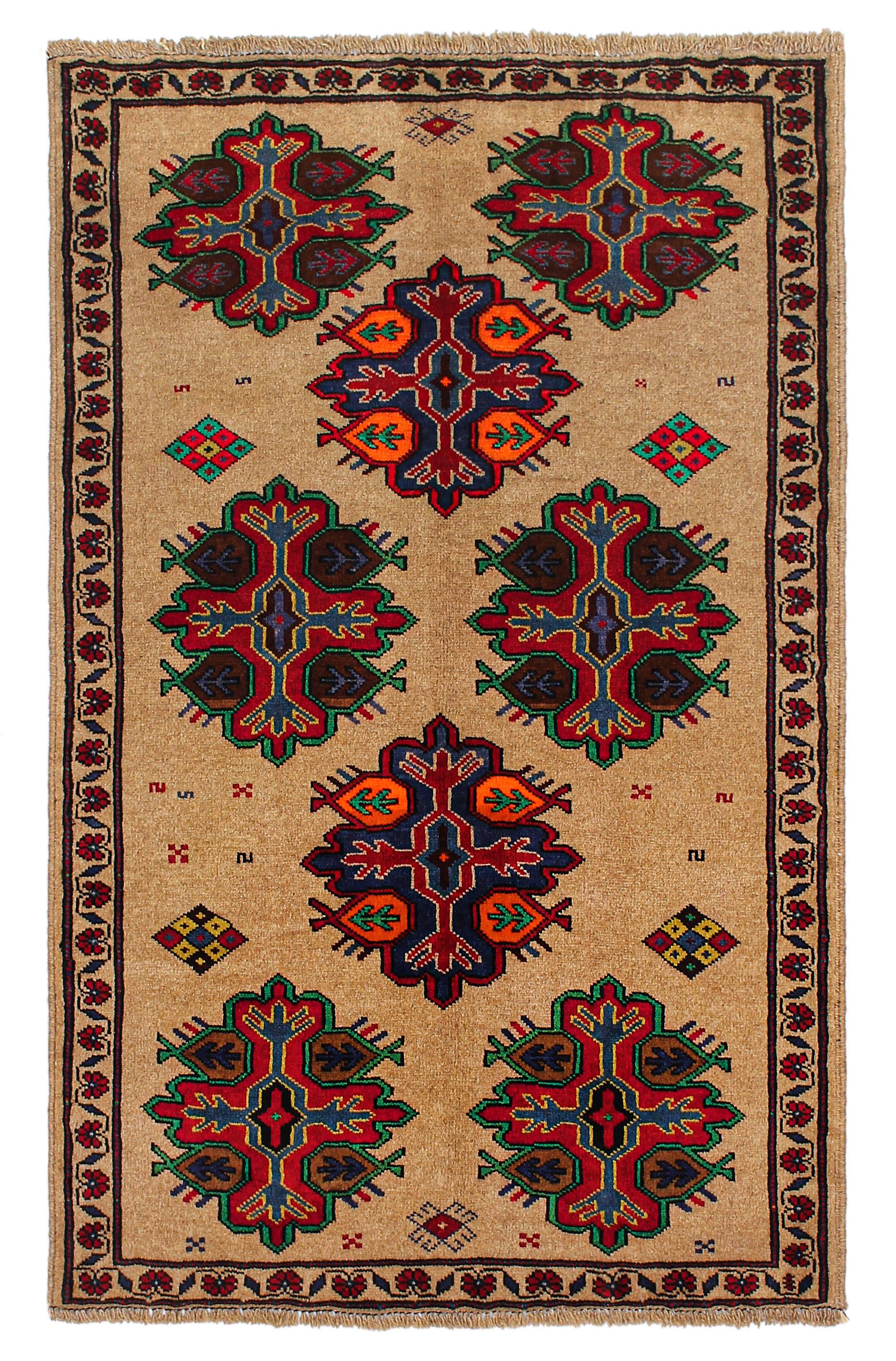 3' x 5'  Natural Handmade Adraskan Baluchi Afghan Rug Rectangular
