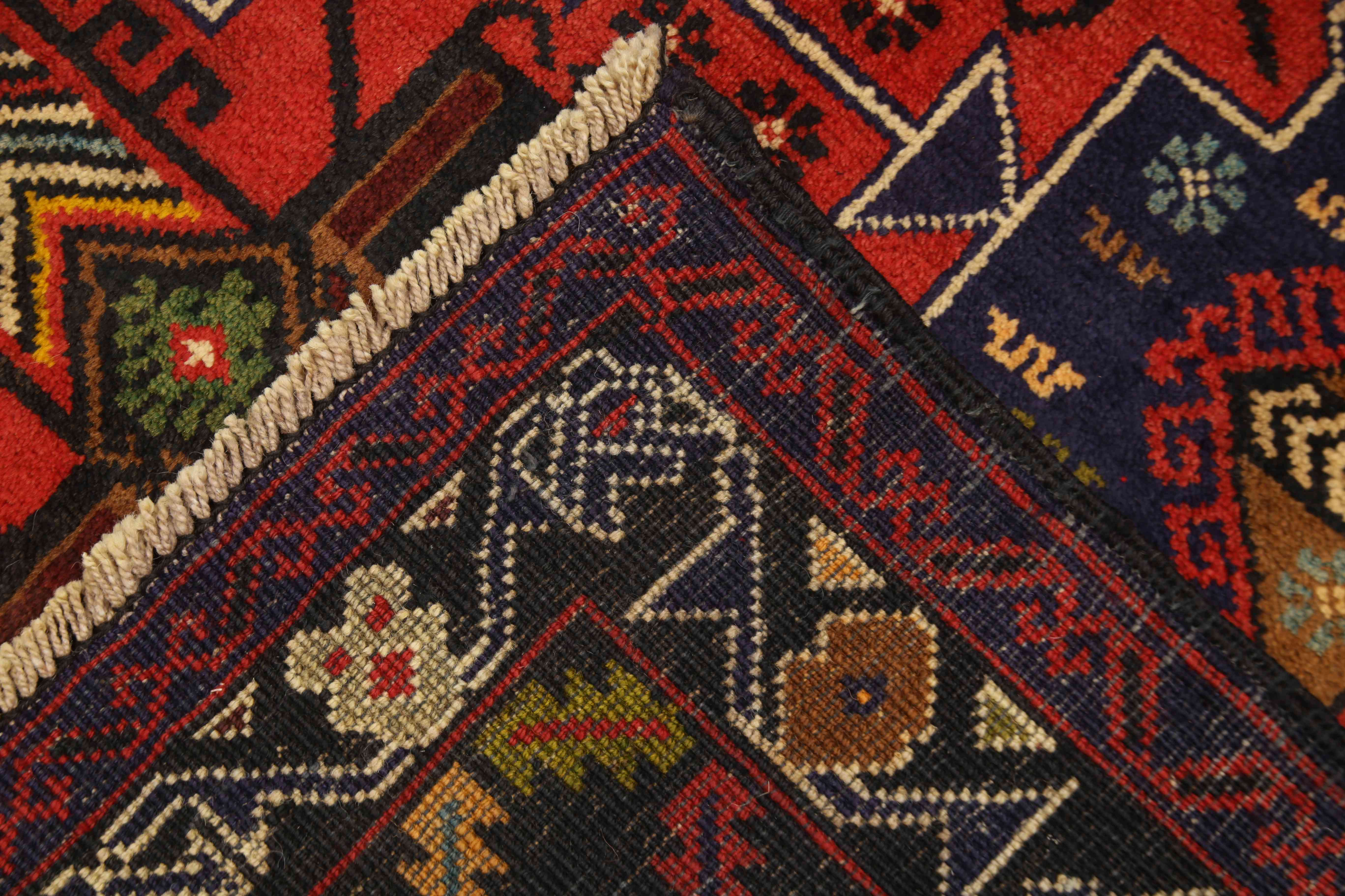 3' X 5'  Red Handmade Adraskan Baluchi Afghan Rug Rectangular
