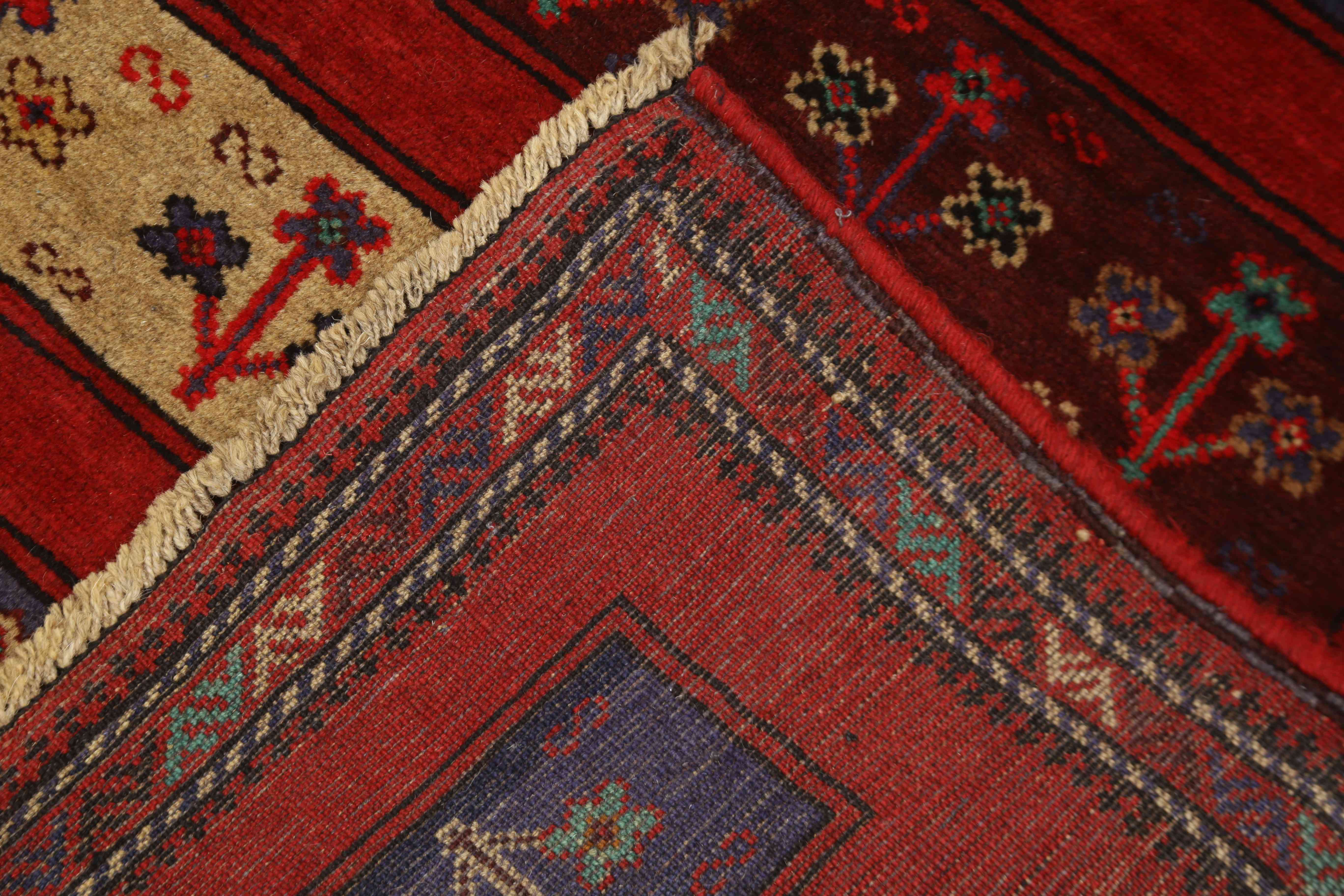 3' X 4'  Red Handmade Adraskan Baluchi Afghan Rug Rectangular